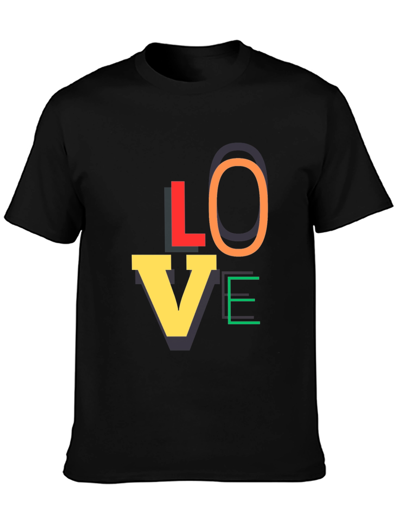 Colorful LOVE Graphic Black T-Shirt
