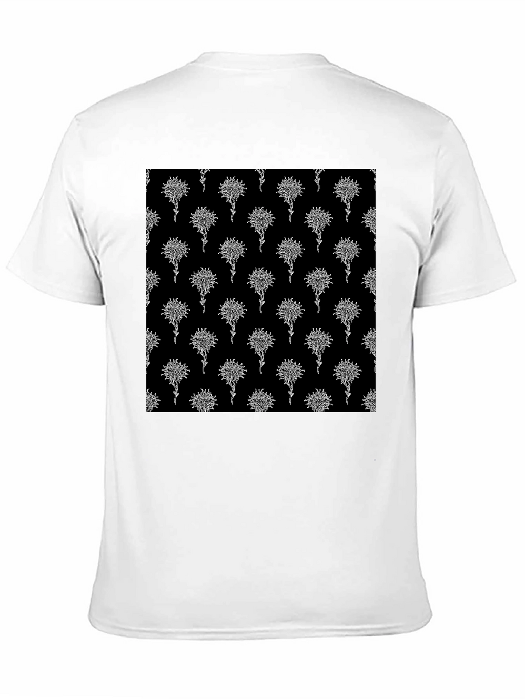 Abstract Floral Pattern Black T-Shirt
