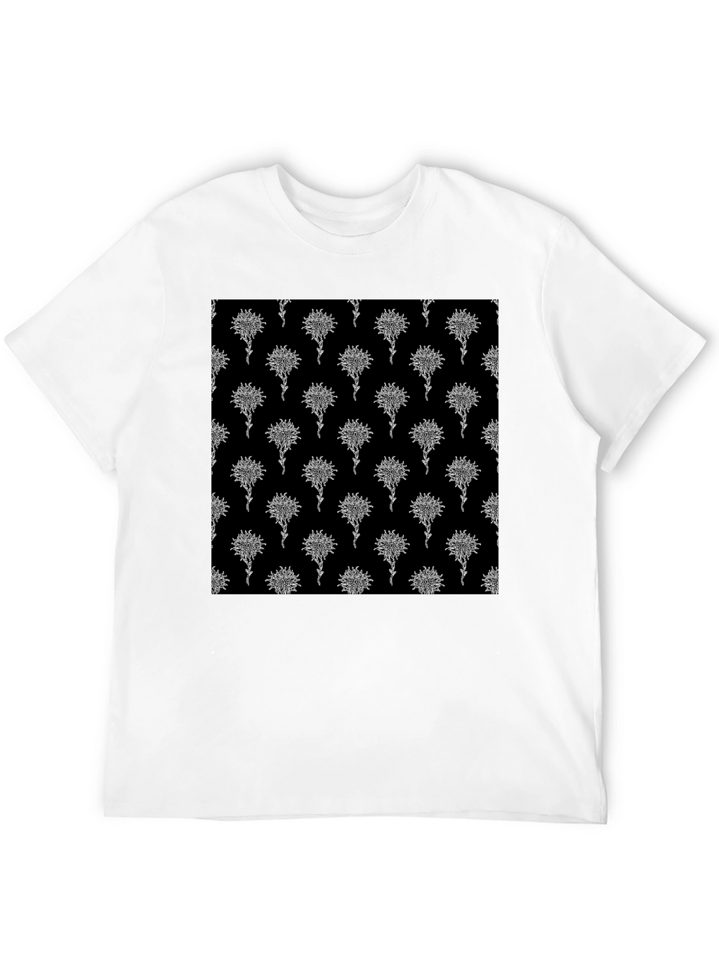 Abstract Floral Pattern Black T-Shirt