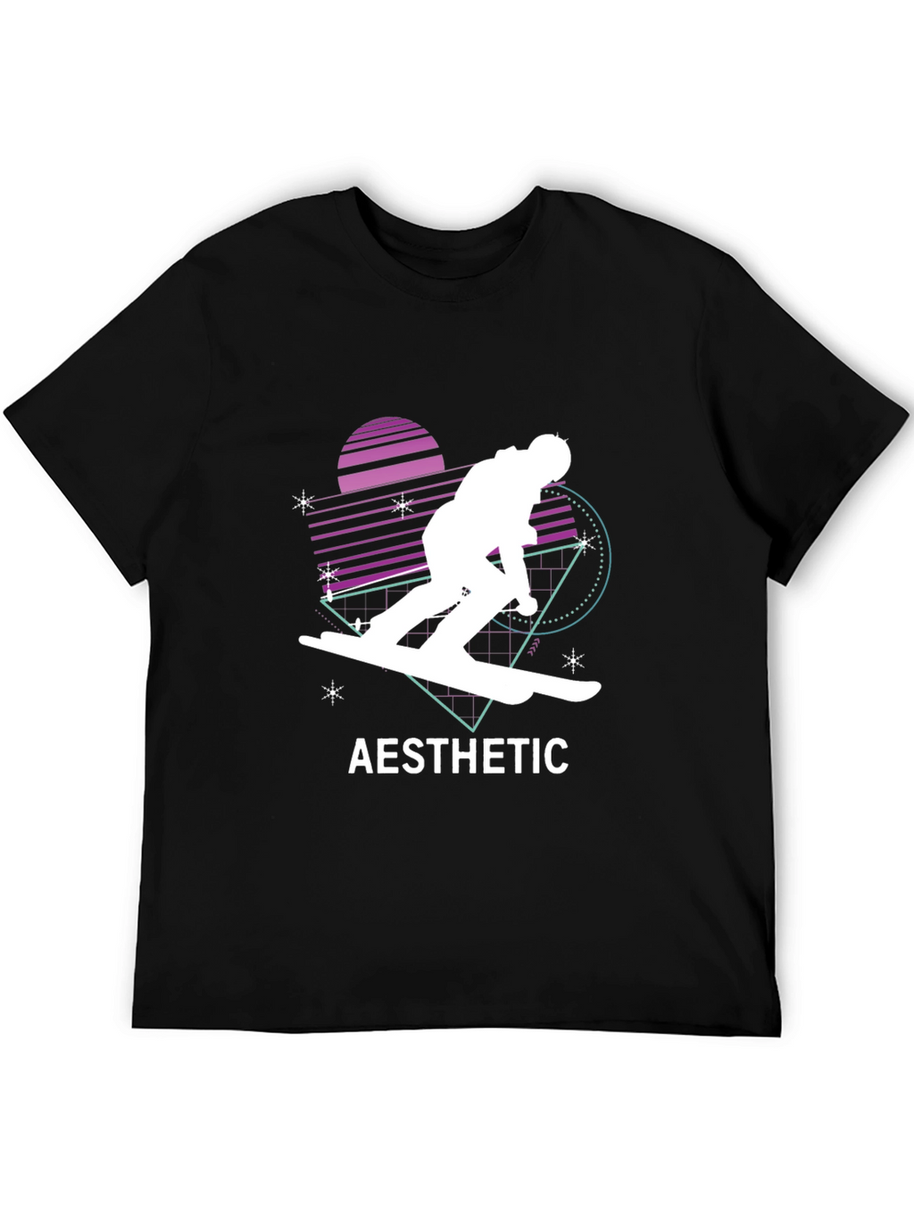 Aesthetic Retro Skiing T-Shirt - Black