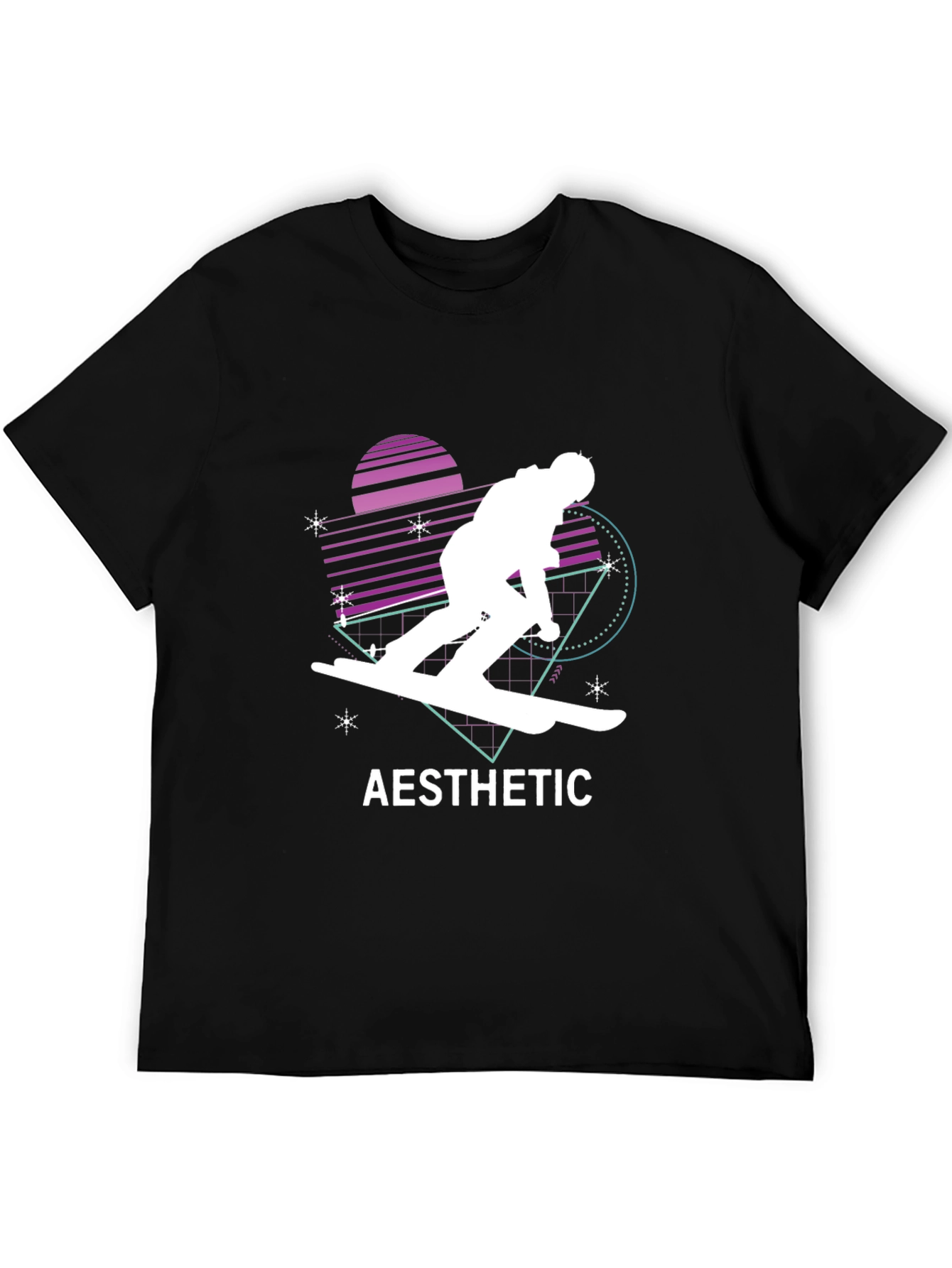 Aesthetic Retro Skiing T-Shirt - Black