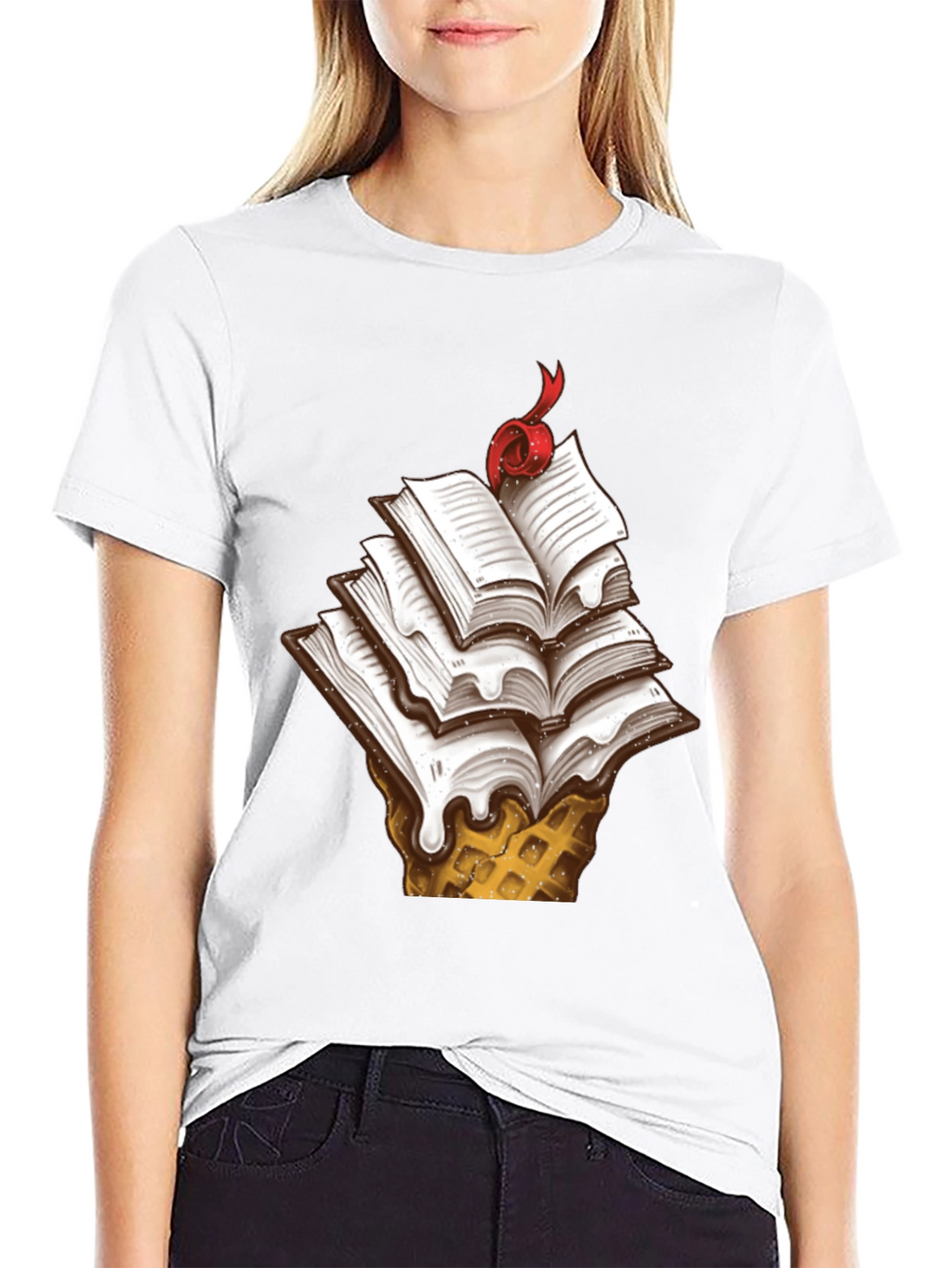 Book Ice Cream Cone Graphic Tee