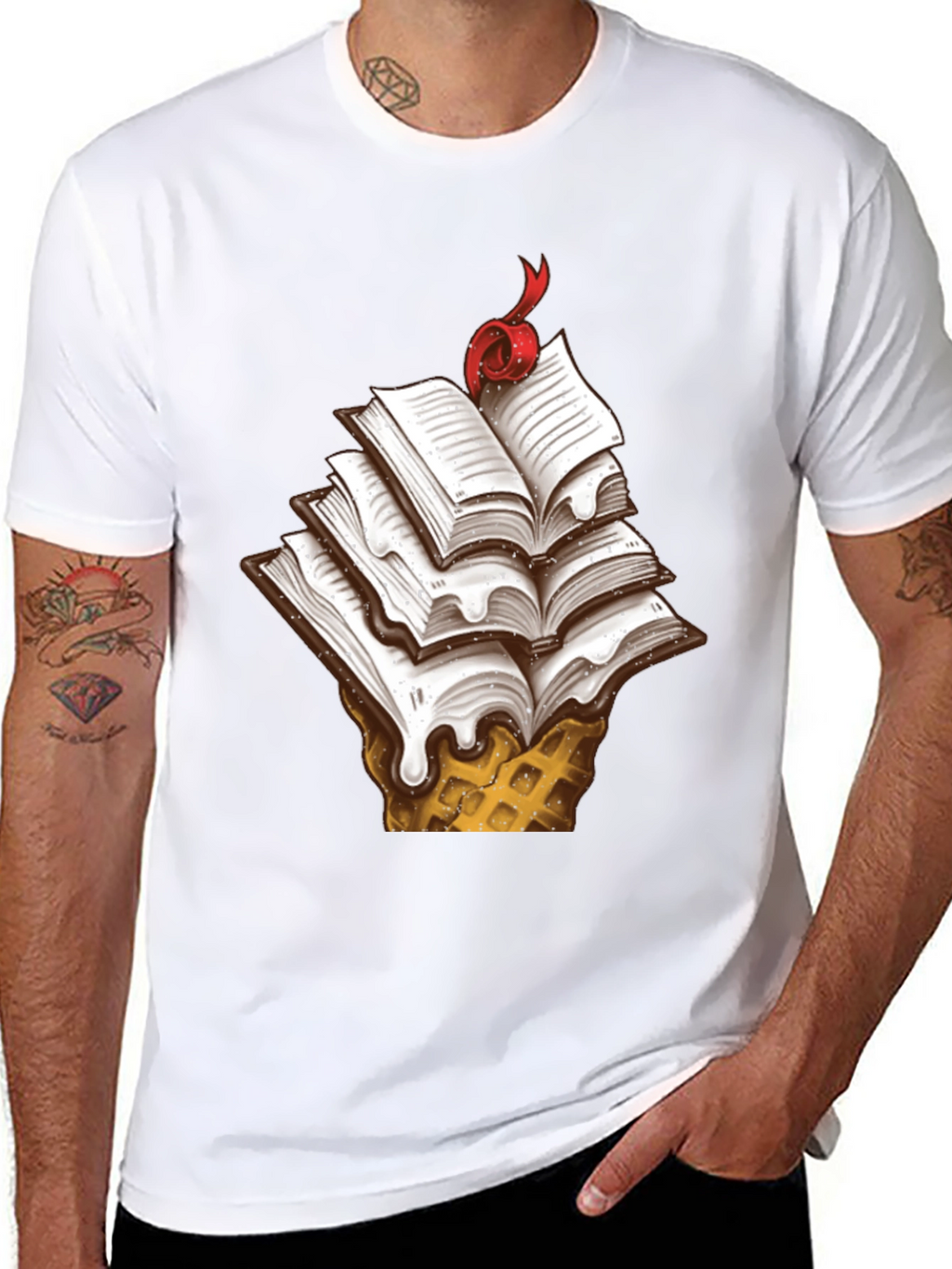 Book Ice Cream Cone Graphic Tee