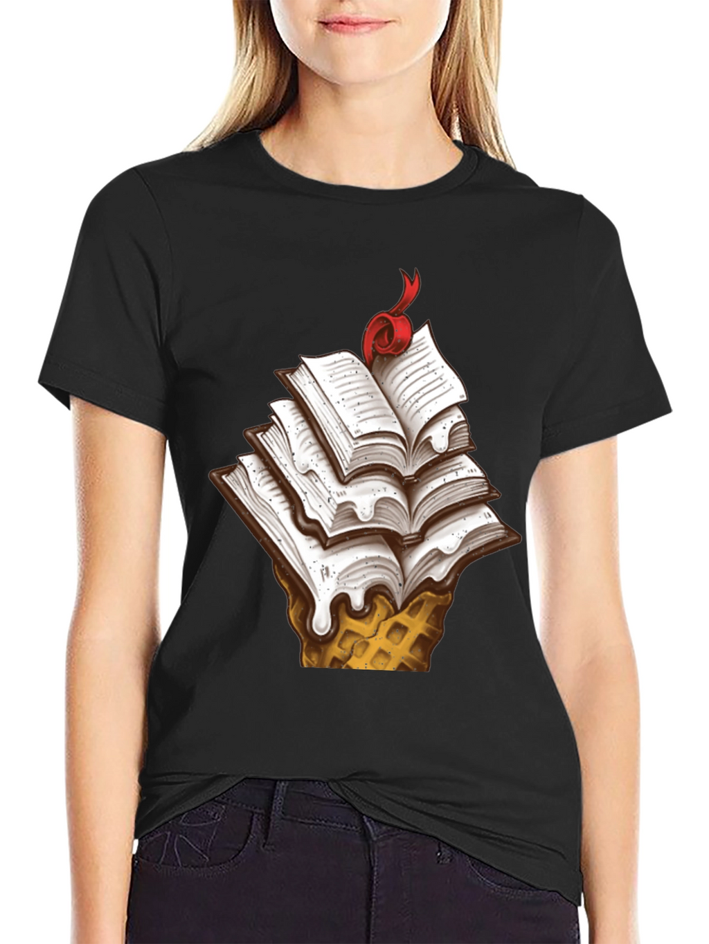 Book Ice Cream Cone Graphic Tee