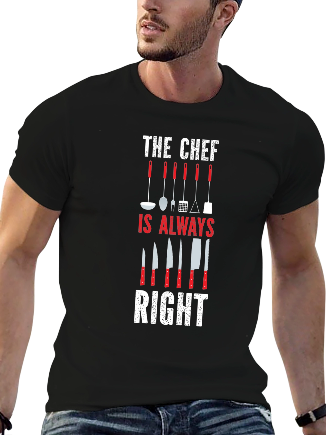 Chef Always Right Graphic Print T-Shirt