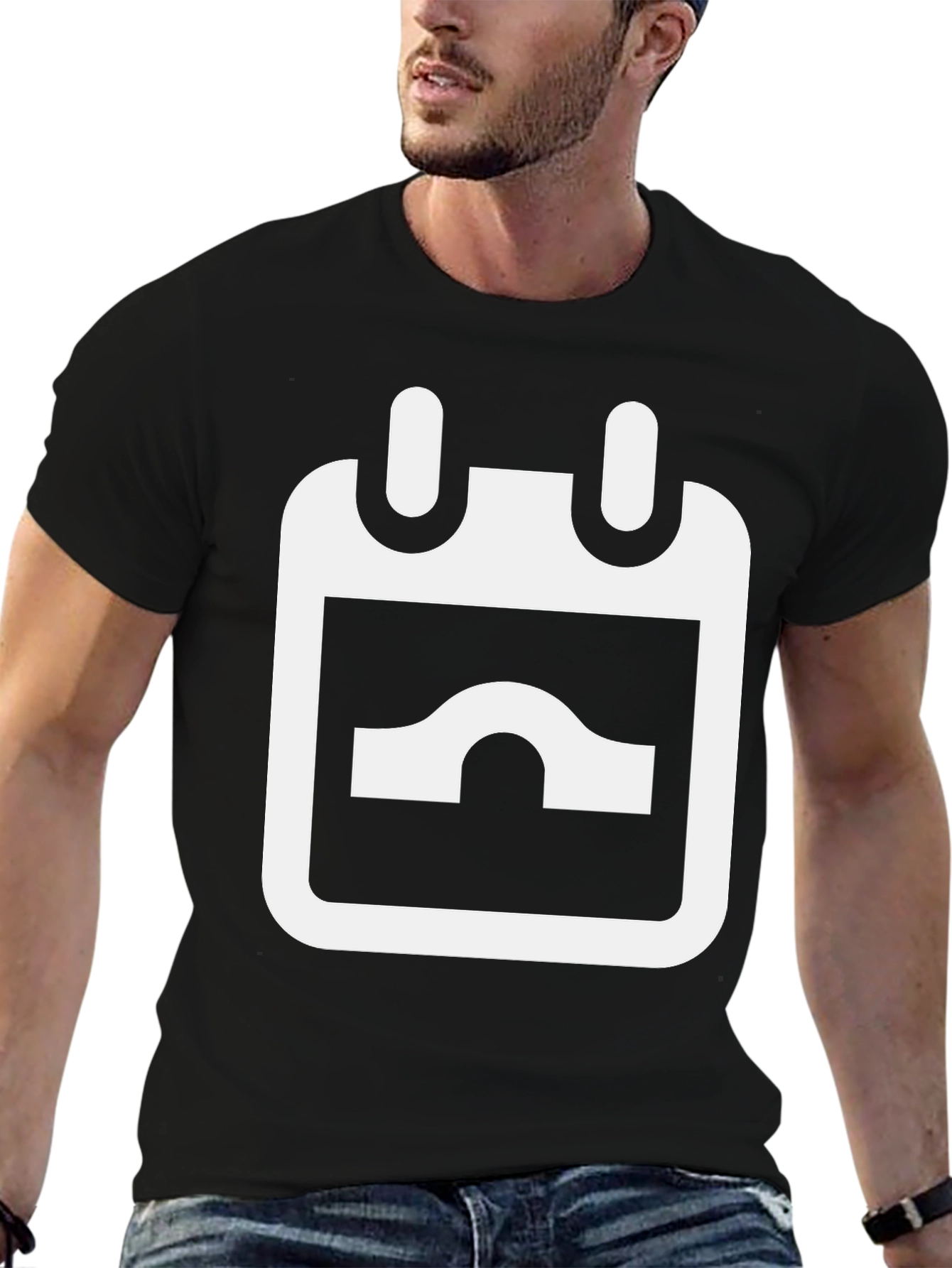 Black T-Shirt with White Calendar Graphic