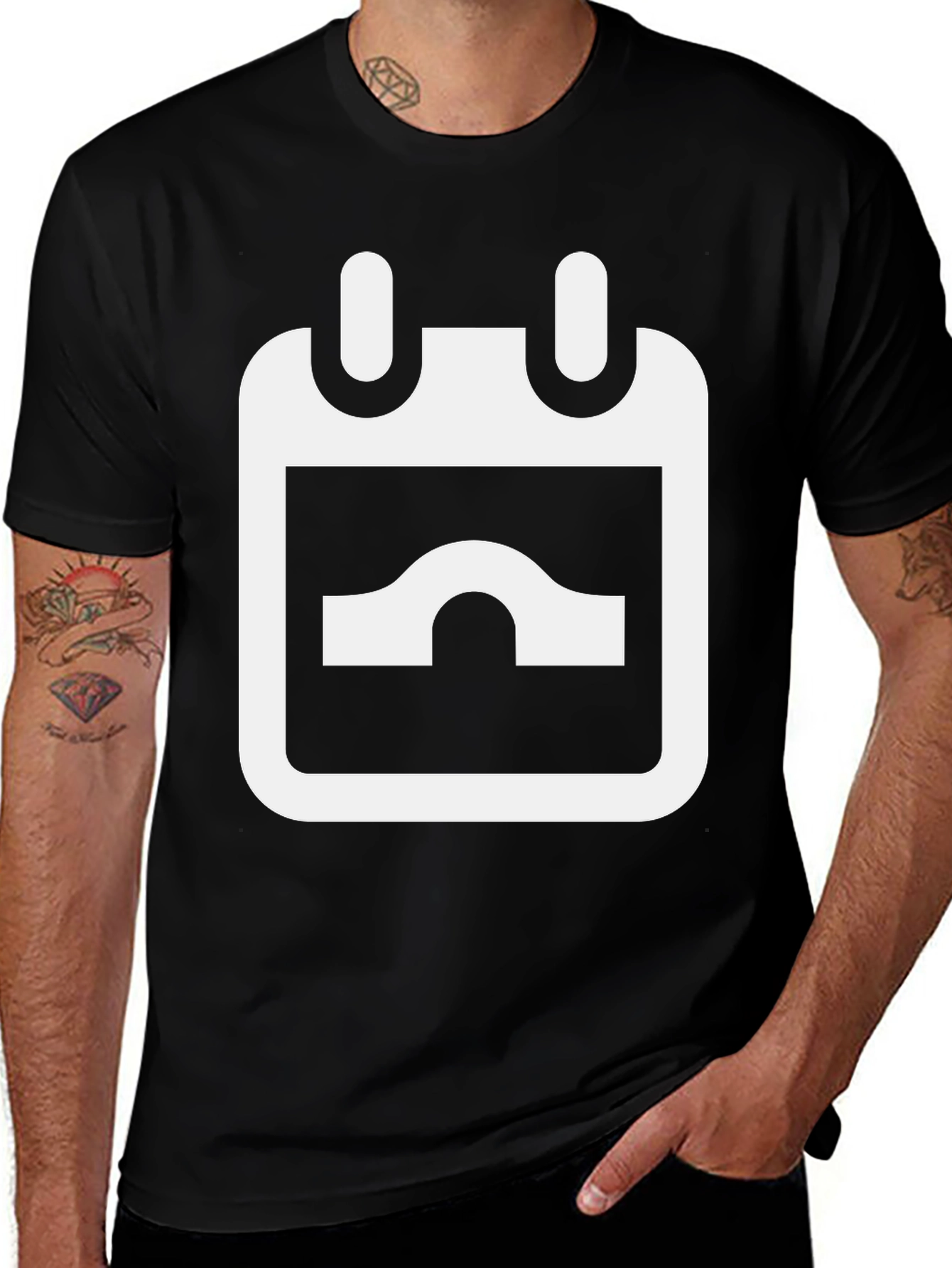 Black T-Shirt with White Calendar Graphic