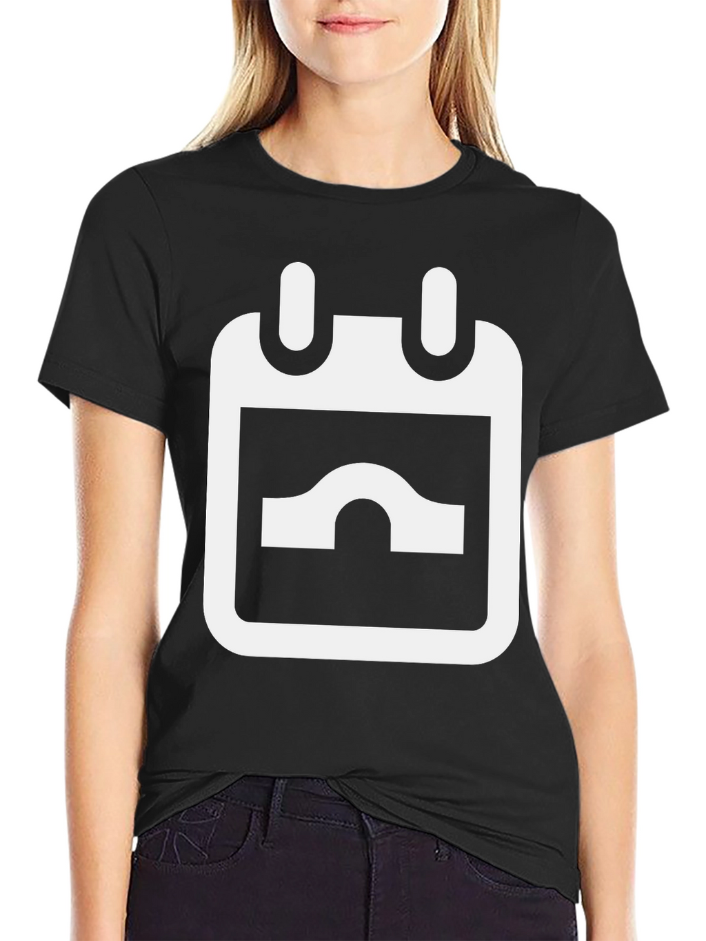 Black T-Shirt with White Calendar Graphic