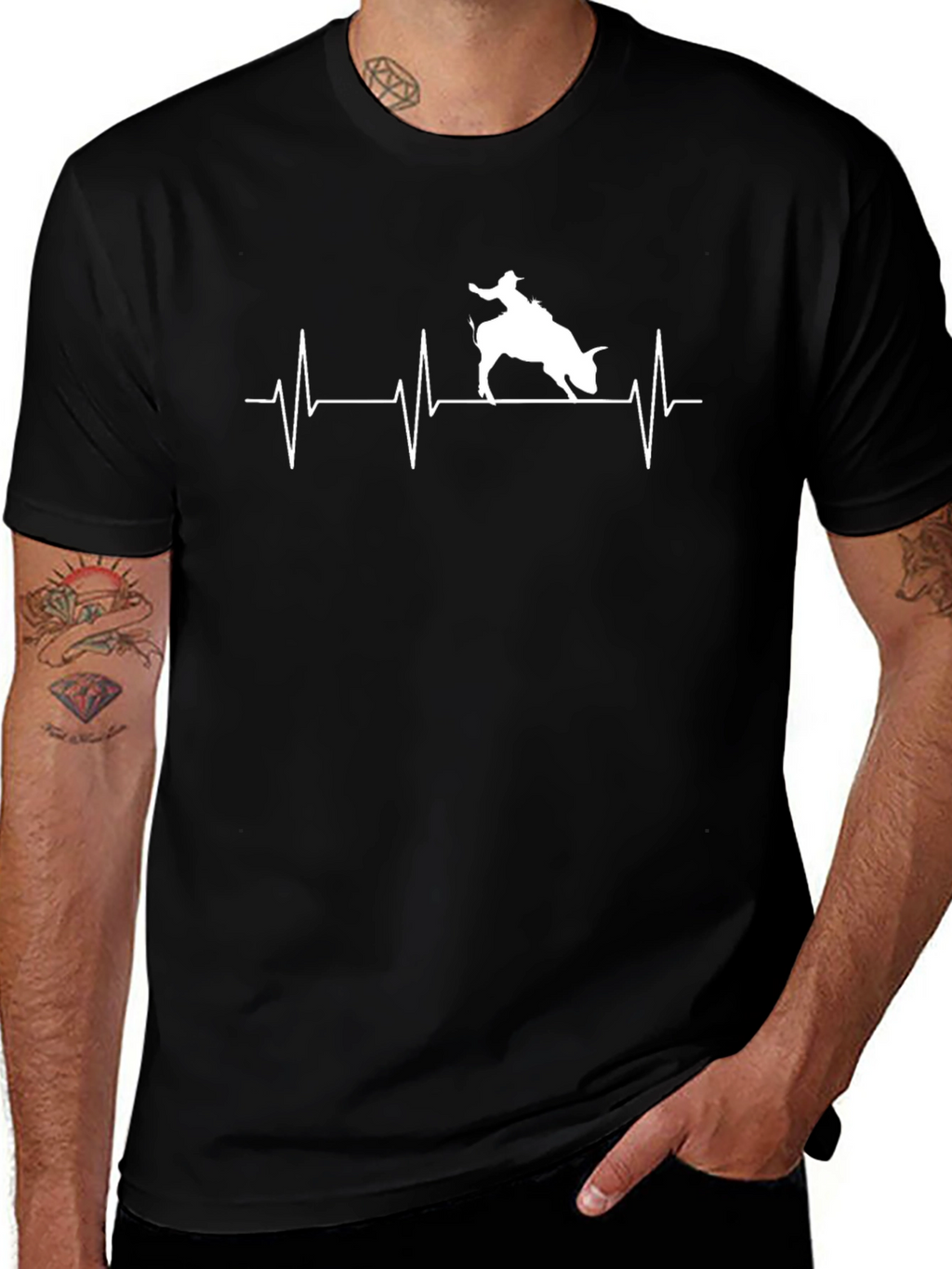 Rodeo Heartbeat Graphic T-Shirt - Black