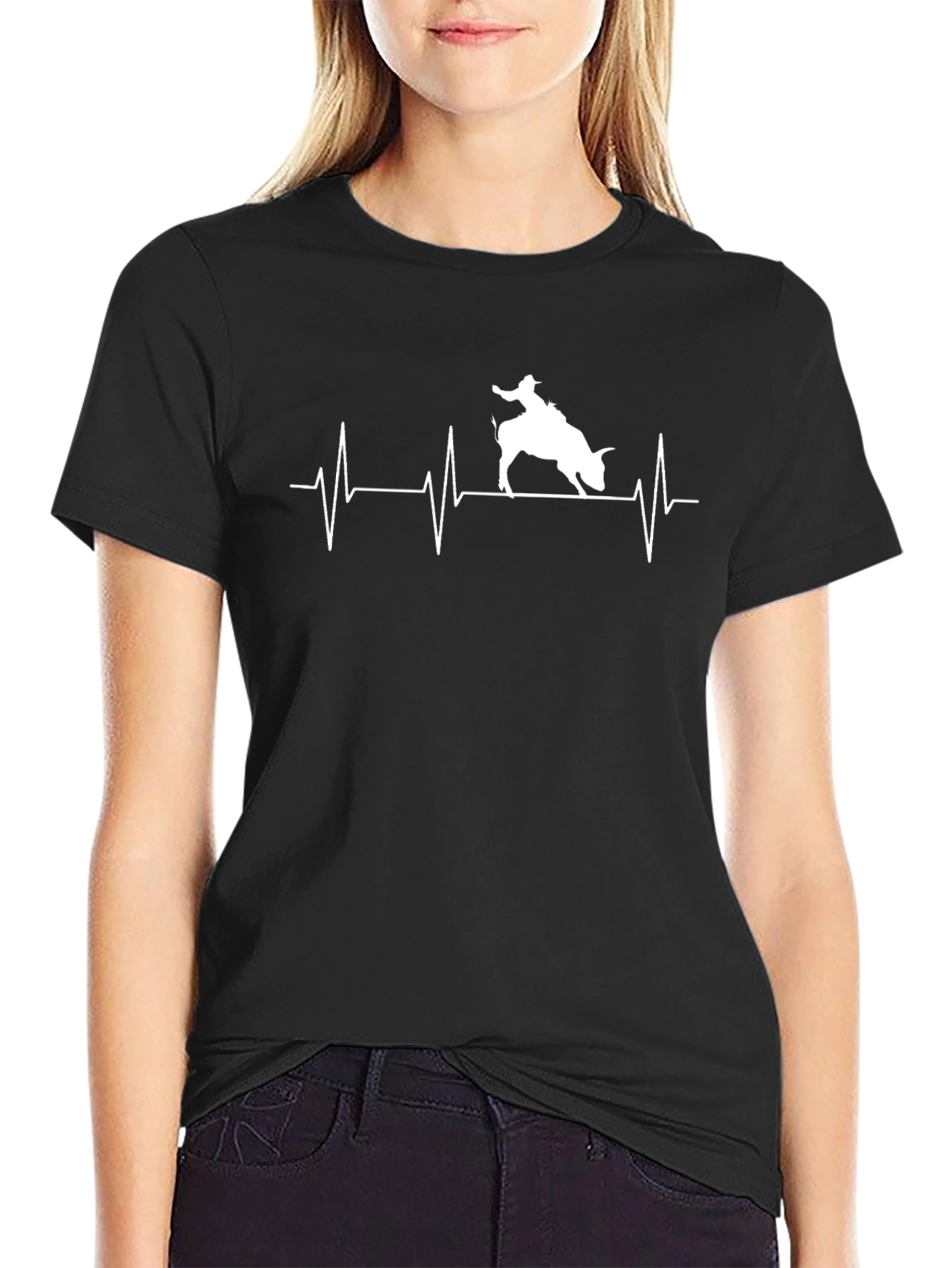 Rodeo Heartbeat Graphic T-Shirt - Black