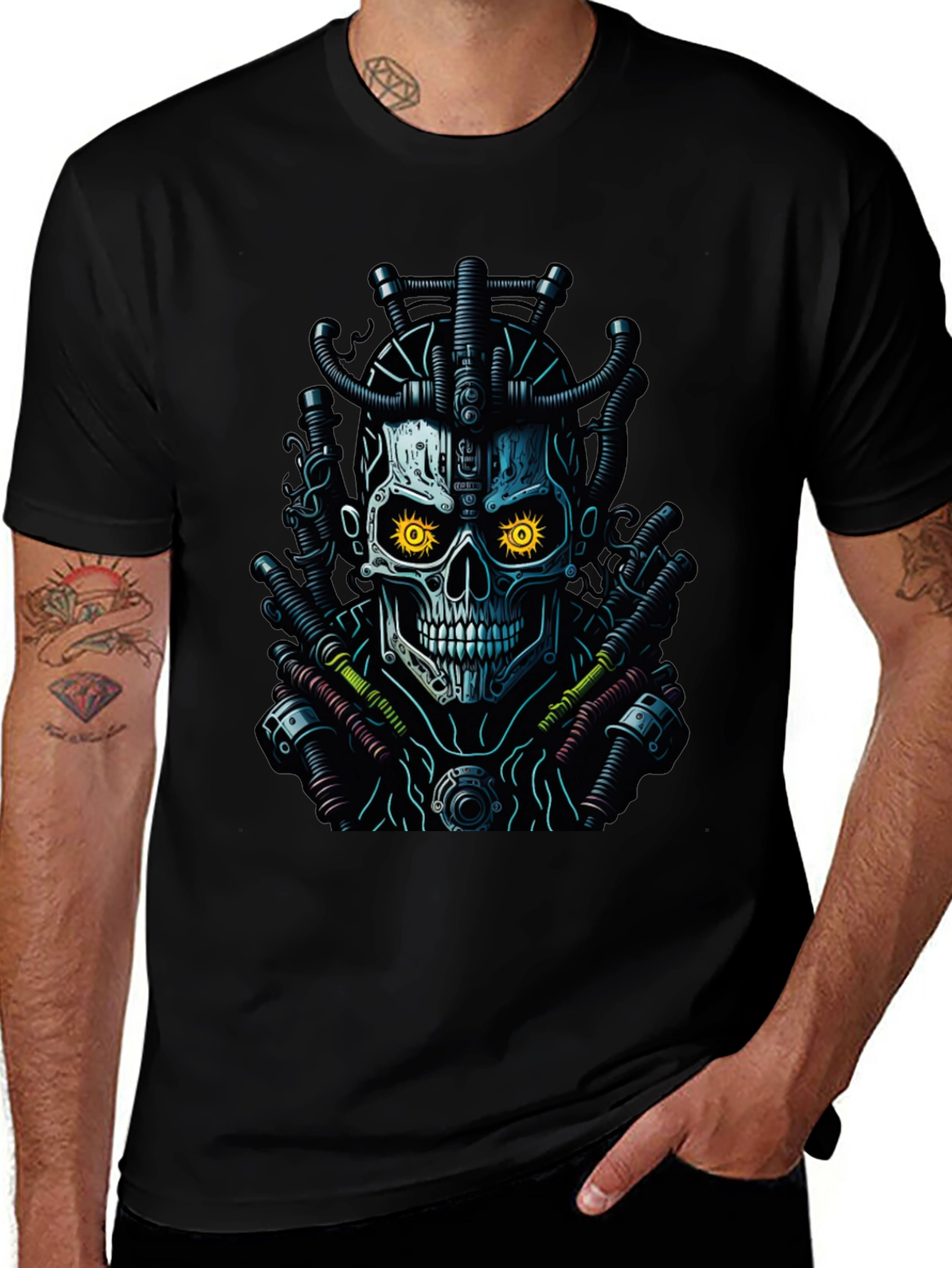 Cyberpunk Skull Graphic Tee - Edgy Streetwear