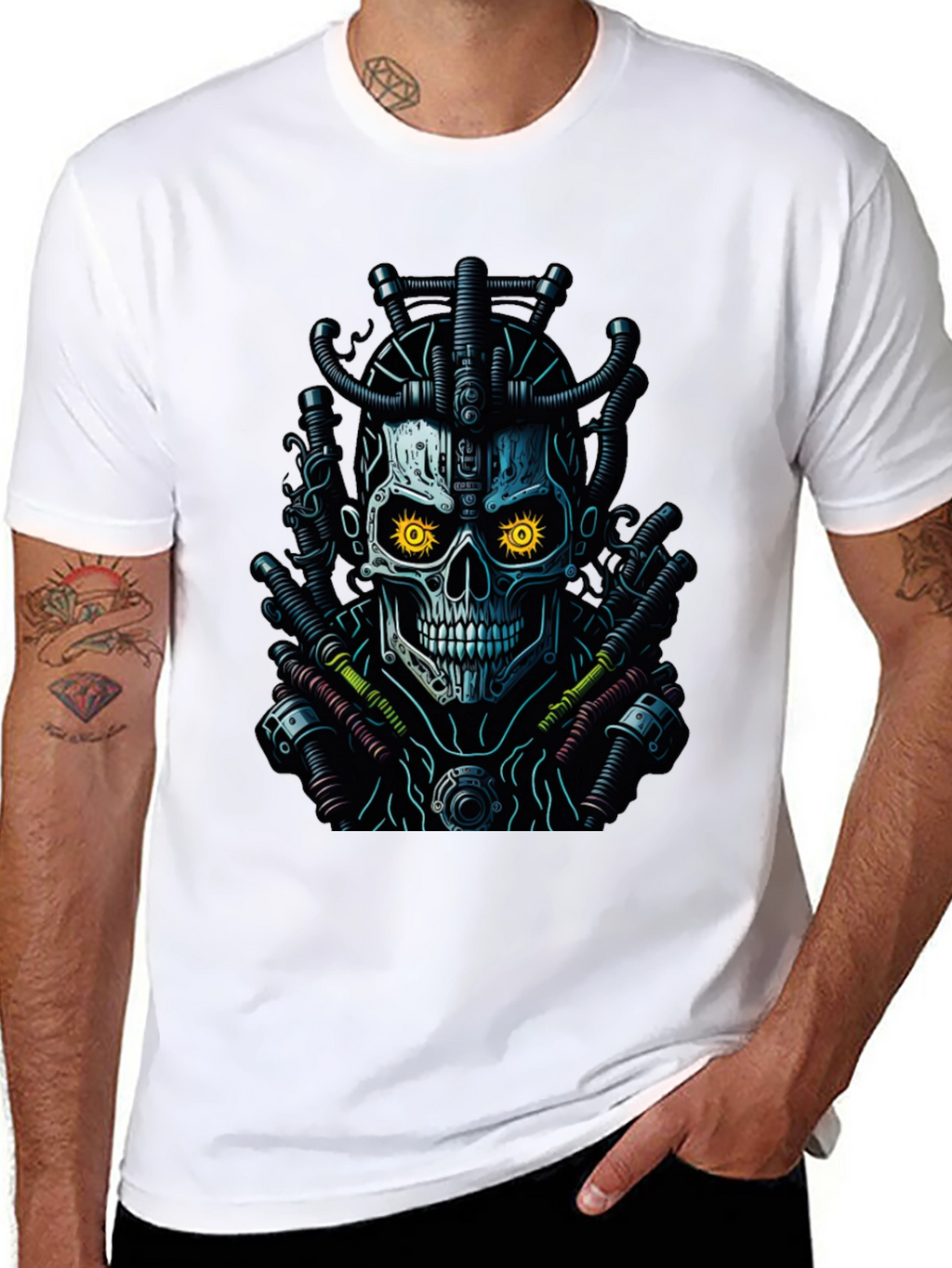 Cyberpunk Skull Graphic Tee - Edgy Streetwear