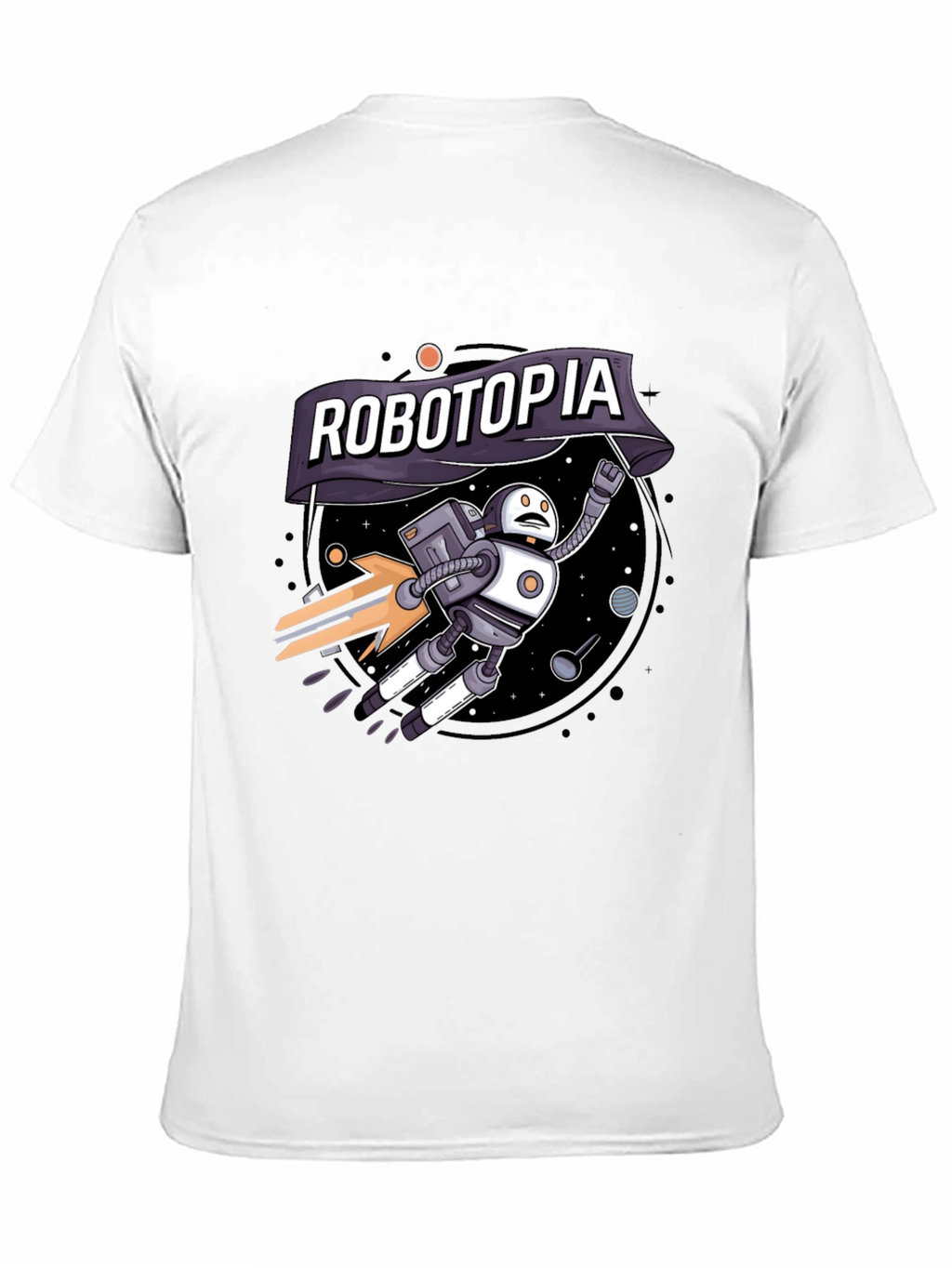 Robotopia Graphic T-Shirt - Sci-Fi Robot in Space Tee
