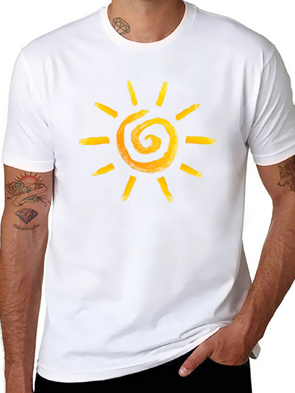 Sun Spiral Graphic Tee - Black Cotton Casual