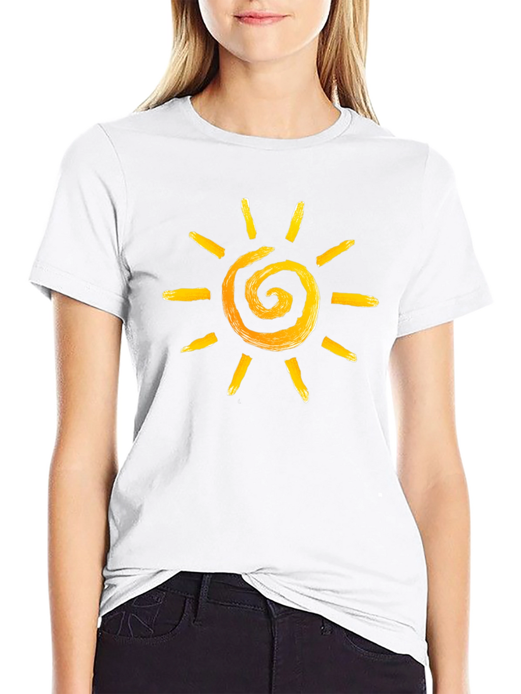 Sun Spiral Graphic Tee - Black Cotton Casual