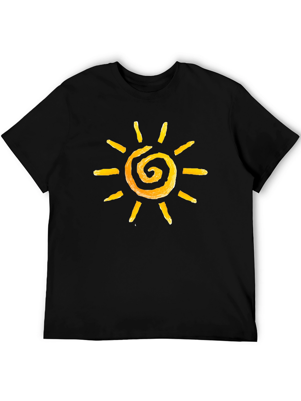 Sun Spiral Graphic Tee - Black Cotton Casual