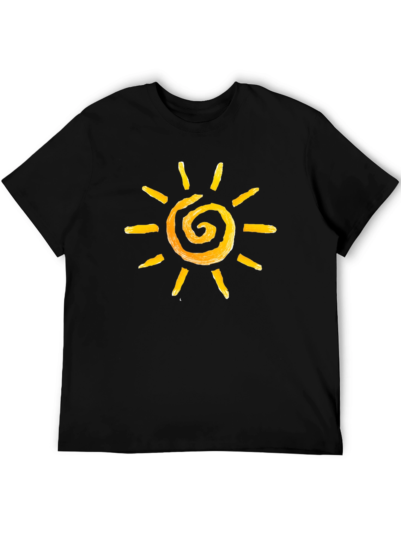 Sun Spiral Graphic Tee - Black Cotton Casual