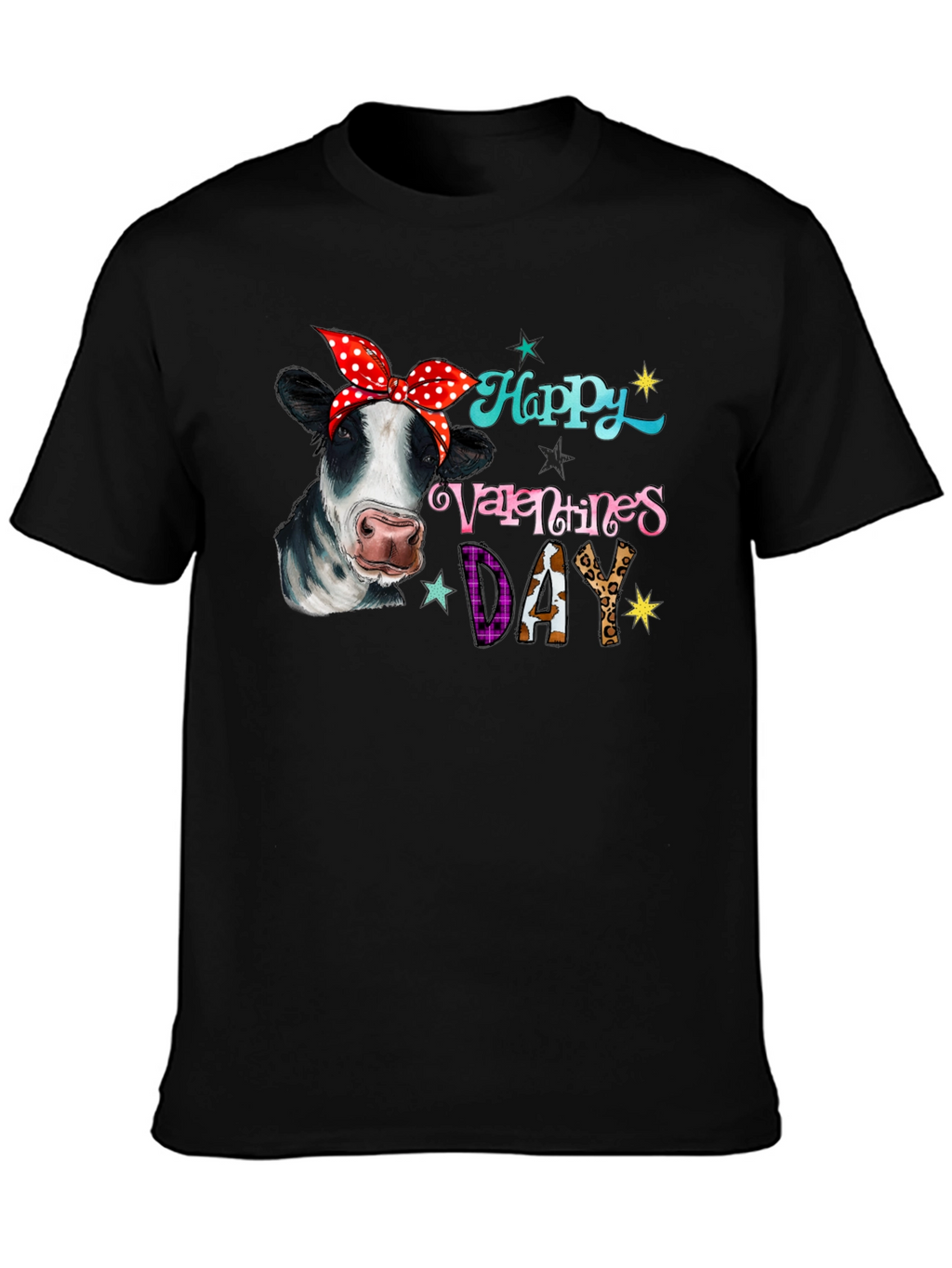 Happy Valentines Day Cow Print Tee