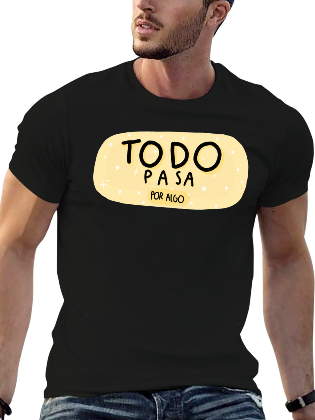 Todo Pasa Por Algo Graphic Tee - Black