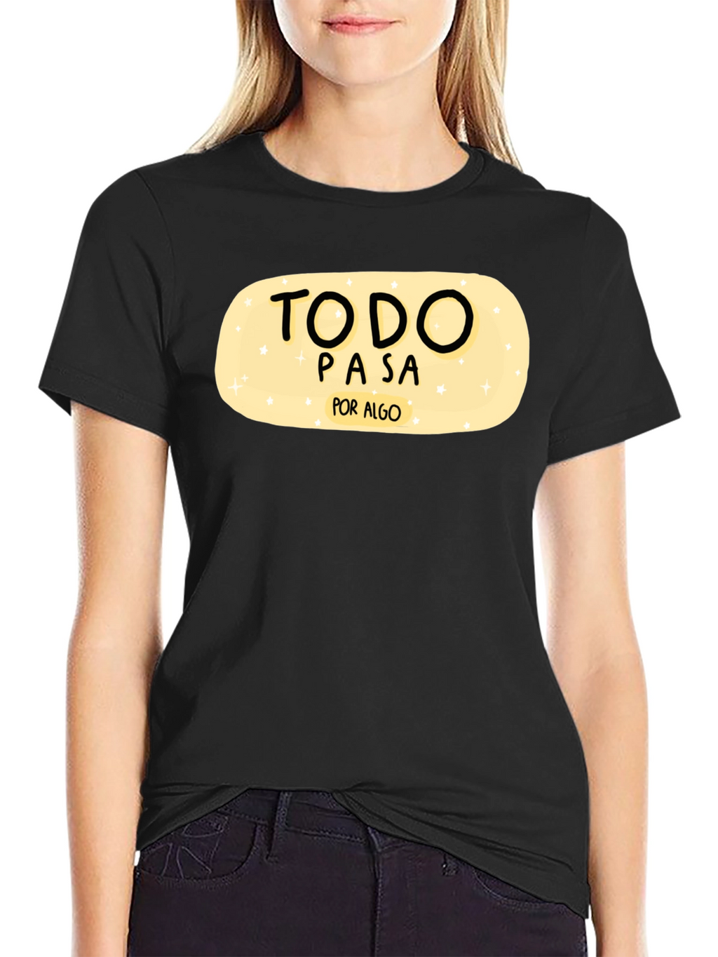 Todo Pasa Por Algo Graphic Tee - Black