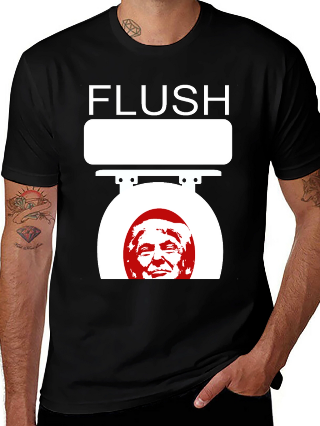 Flush Trump Novelty Graphic T-Shirt