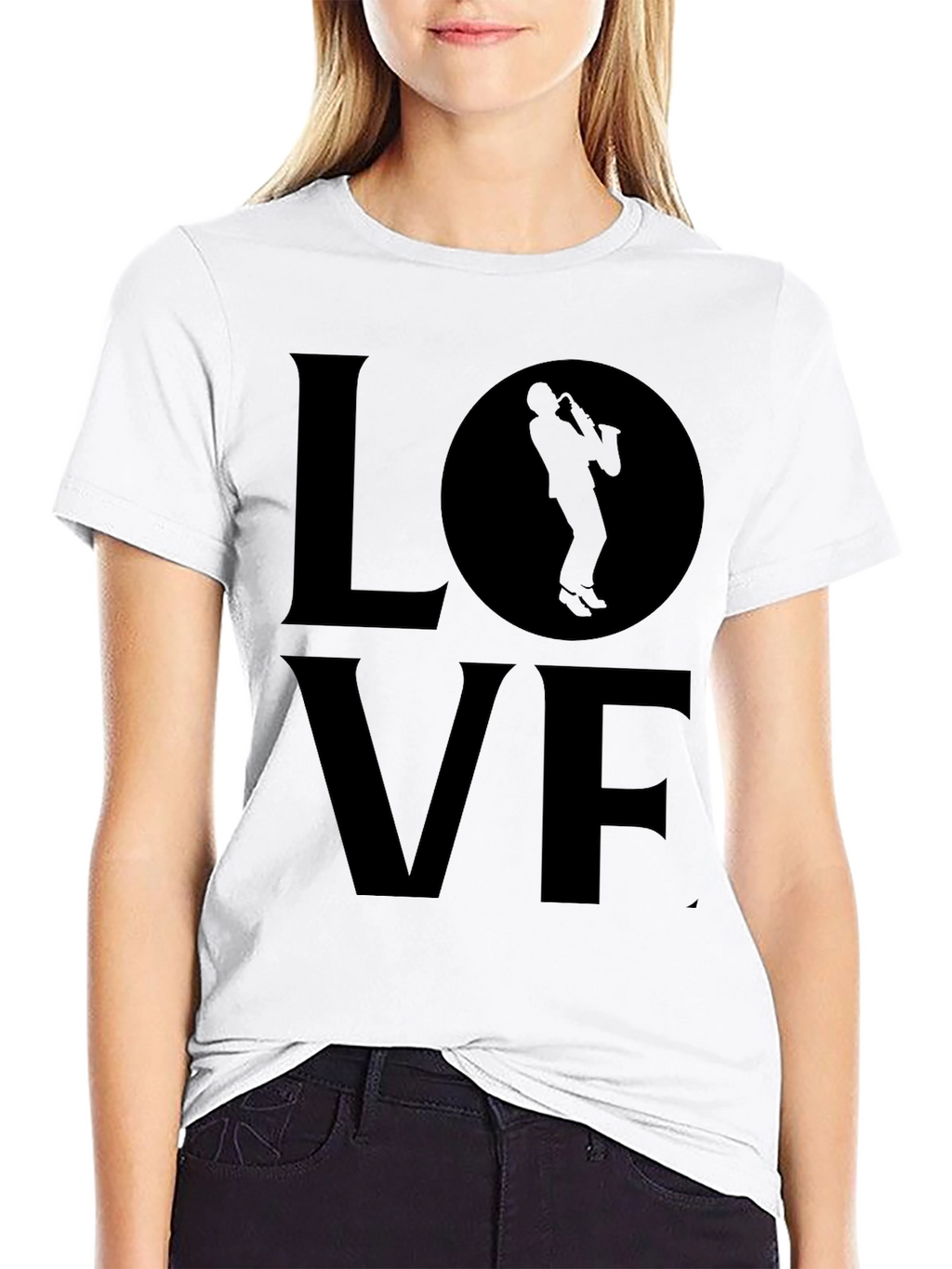Love Saxophone T-Shirt - Black Graphic Tee