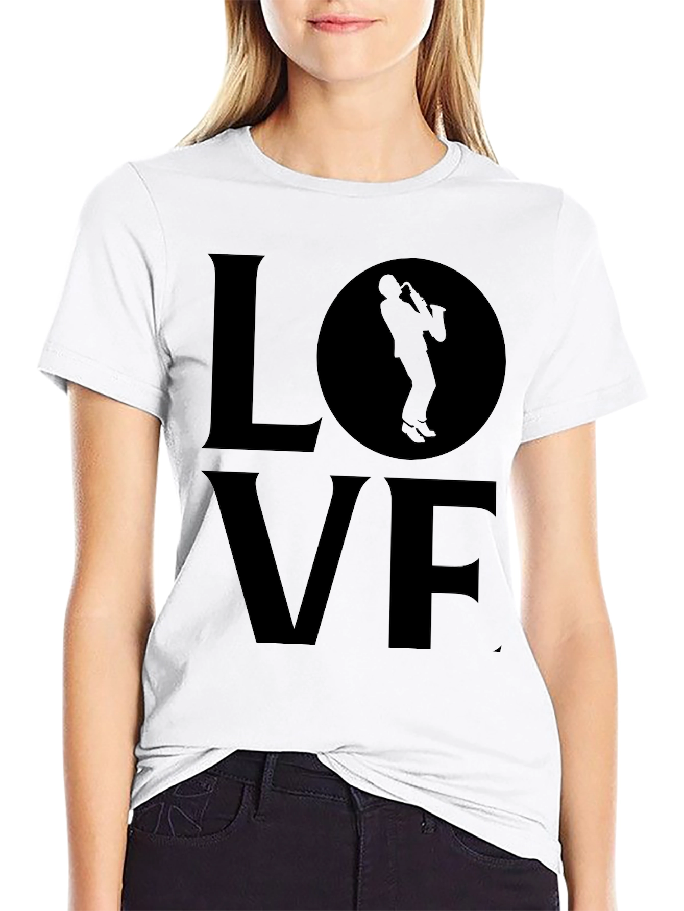 Love Saxophone T-Shirt - Black Graphic Tee