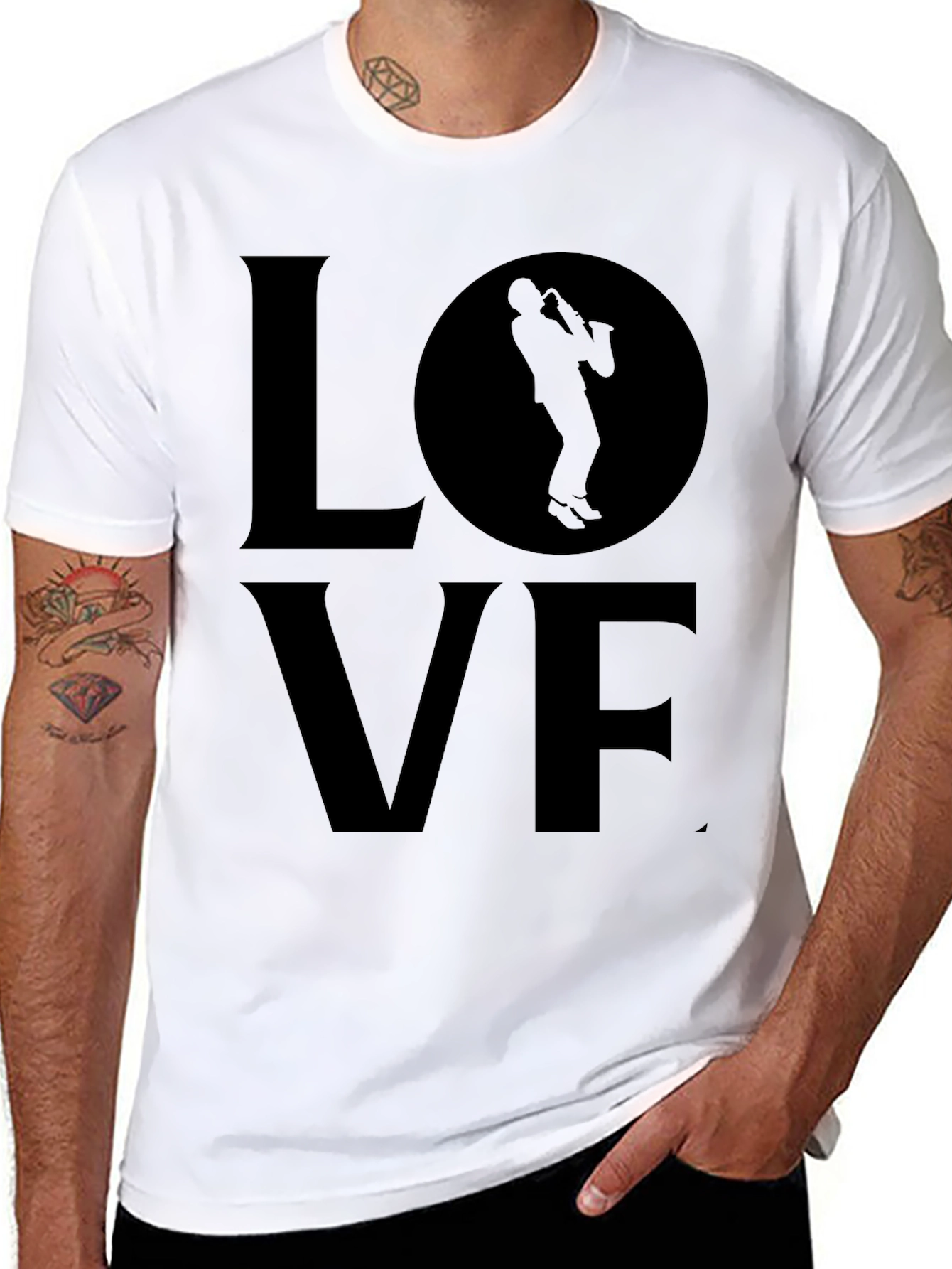 Love Saxophone T-Shirt - Black Graphic Tee
