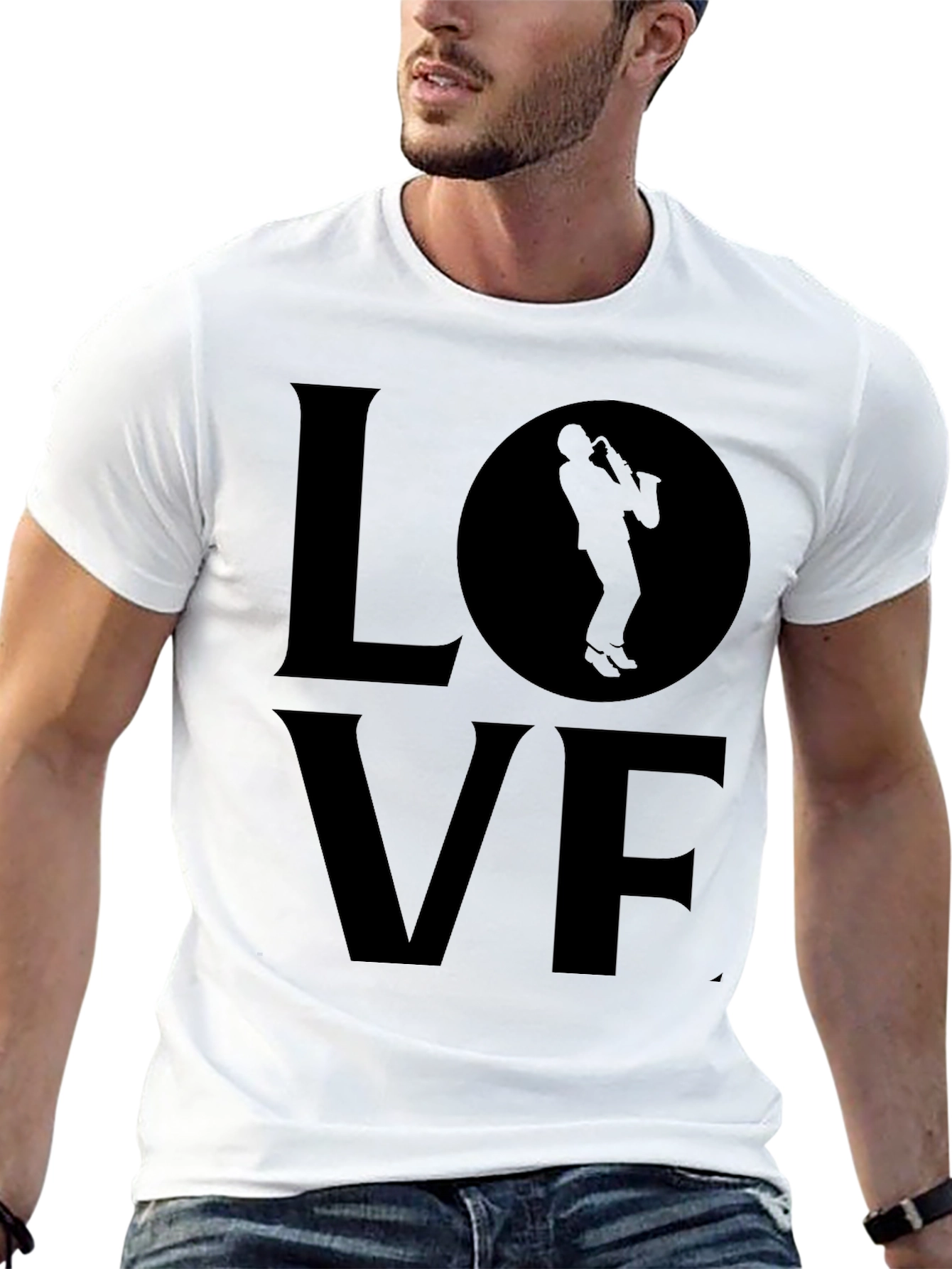 Love Saxophone T-Shirt - Black Graphic Tee