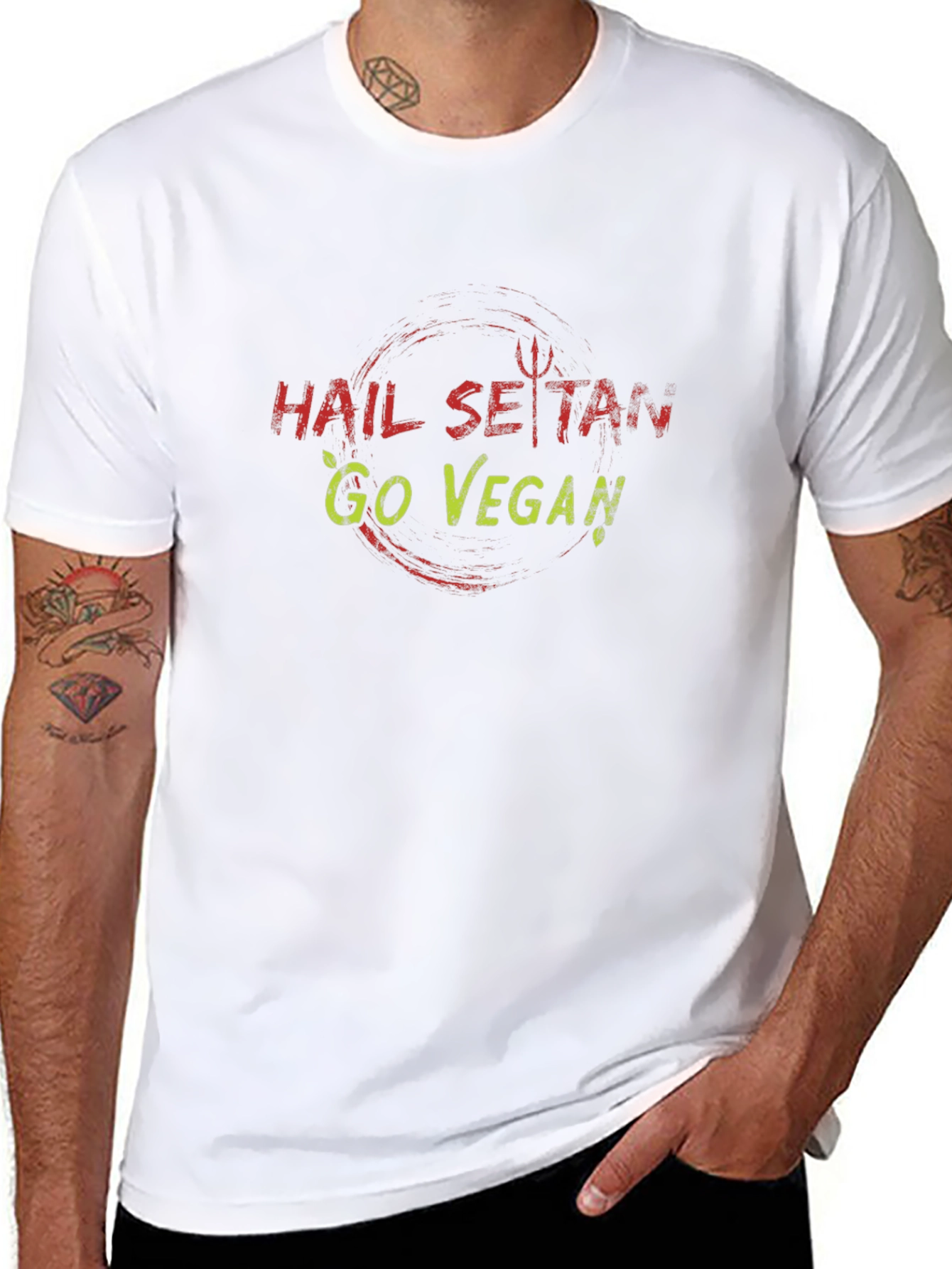 Hail Seitan Go Vegan Graphic Tee - Black