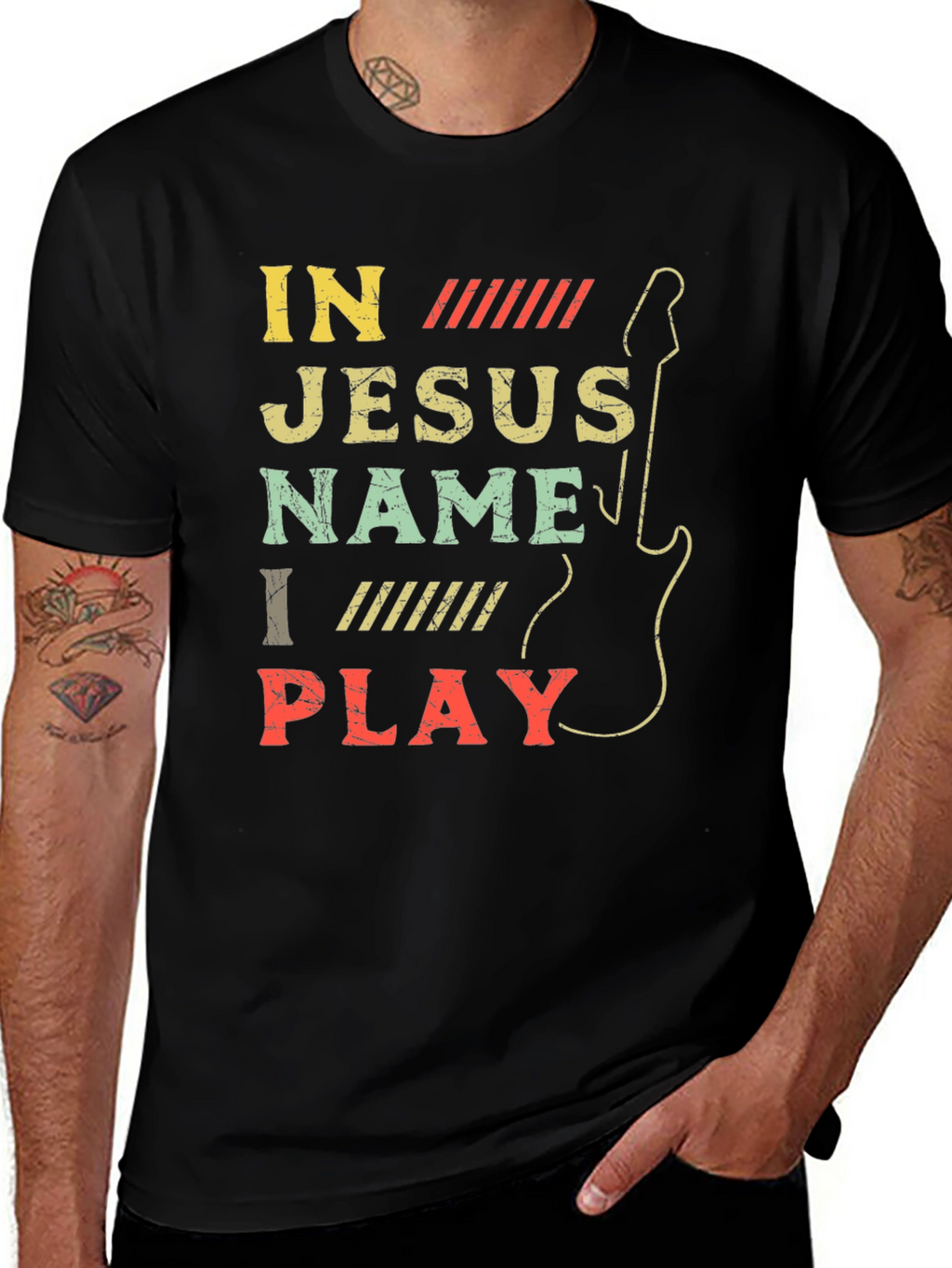 In Jesus Name I Play Guitar T-Shirt