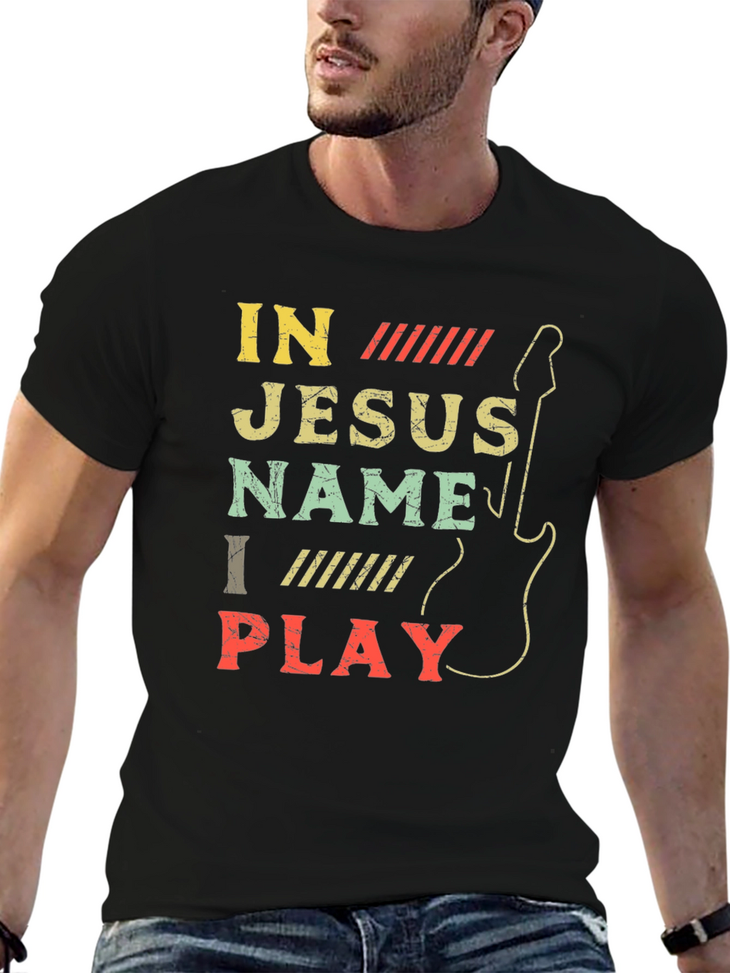 In Jesus Name I Play Guitar T-Shirt