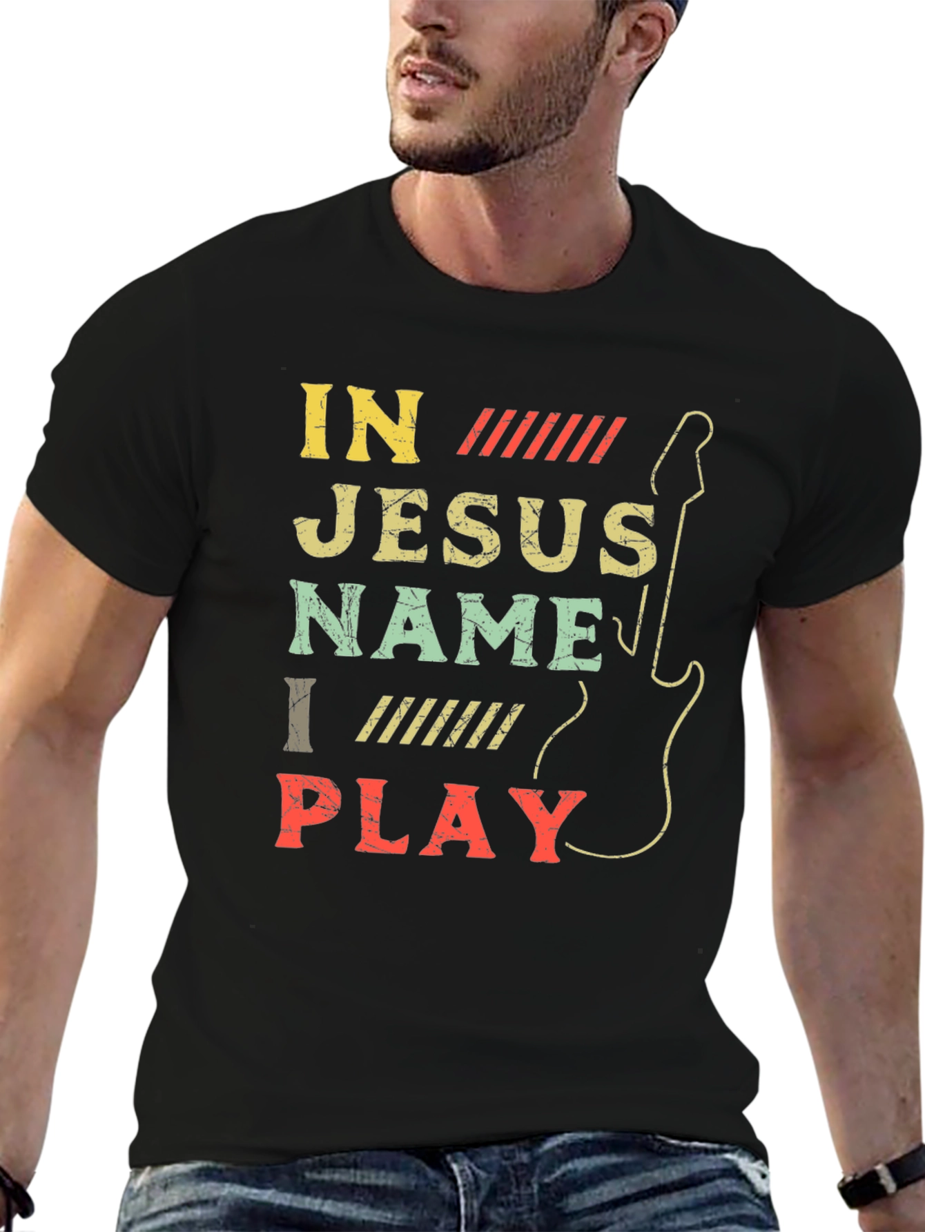 In Jesus Name I Play Guitar T-Shirt
