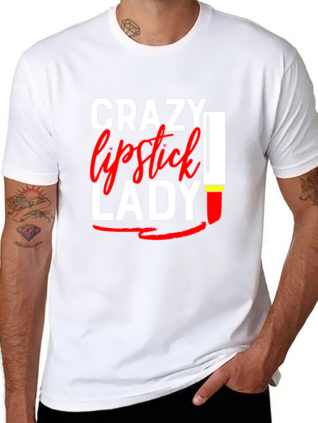 Crazy Lipstick Lady Graphic Tee - Womens Fun T-Shirt