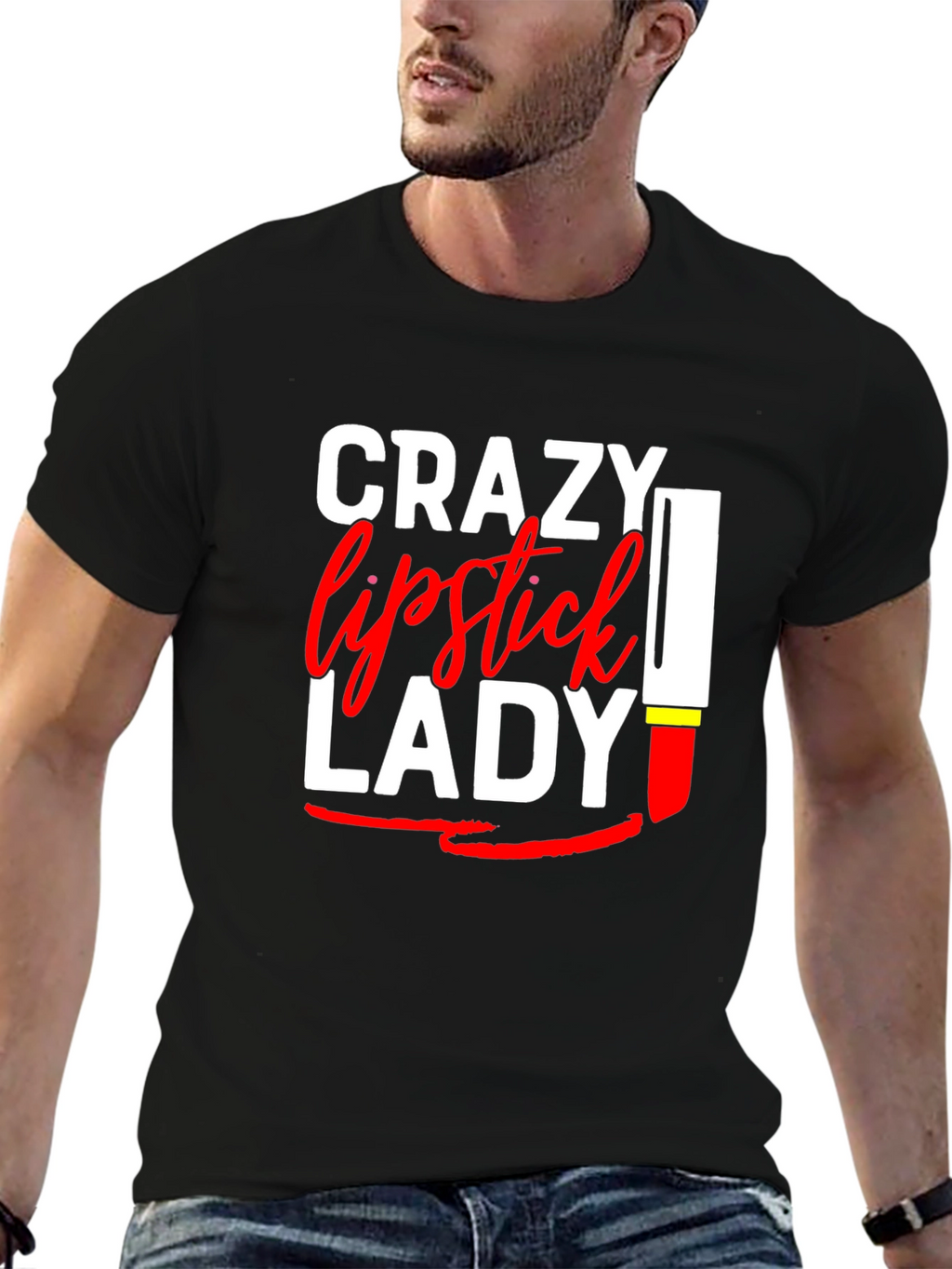 Crazy Lipstick Lady Graphic Tee - Womens Fun T-Shirt