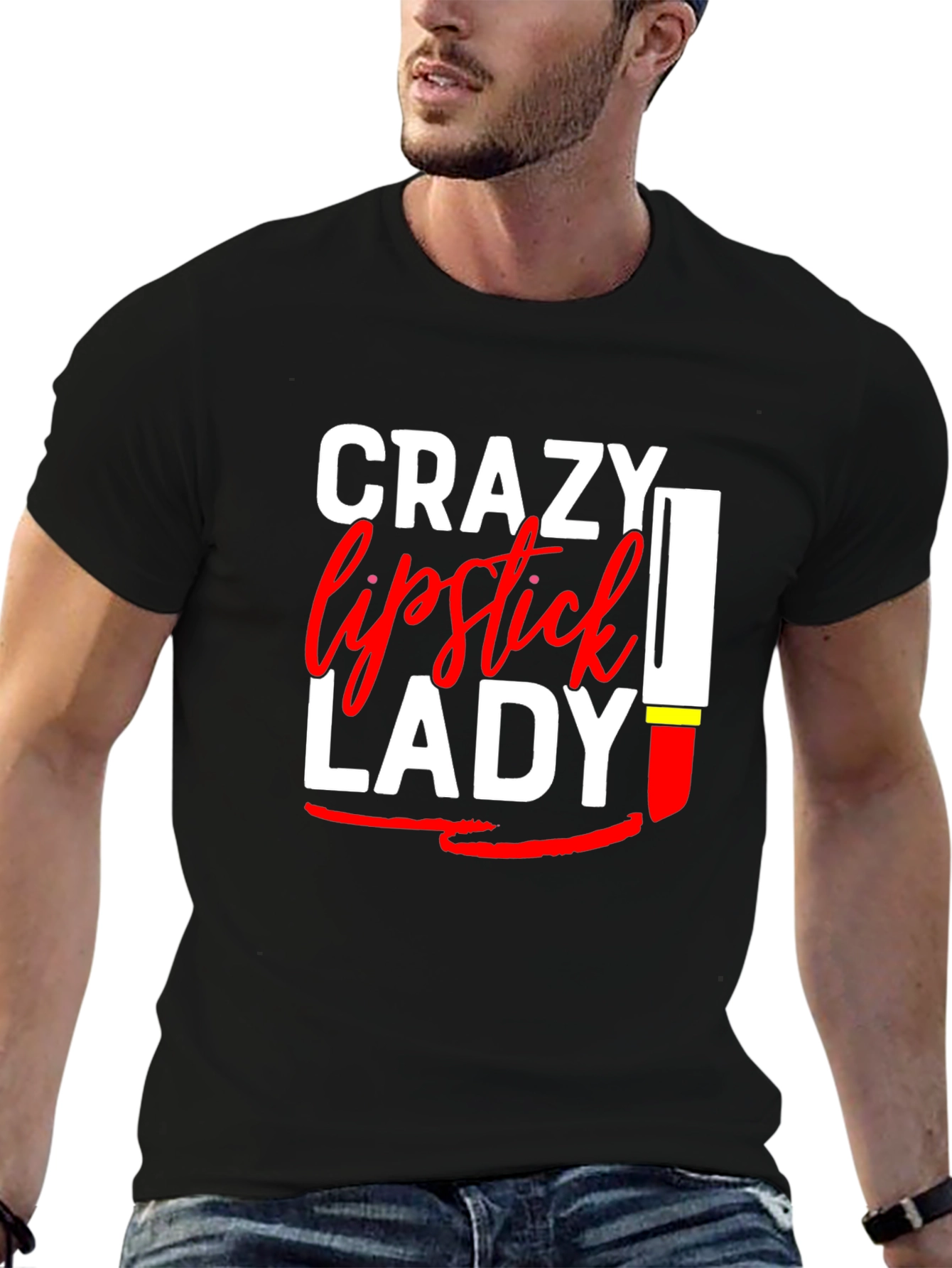 Crazy Lipstick Lady Graphic Tee - Womens Fun T-Shirt