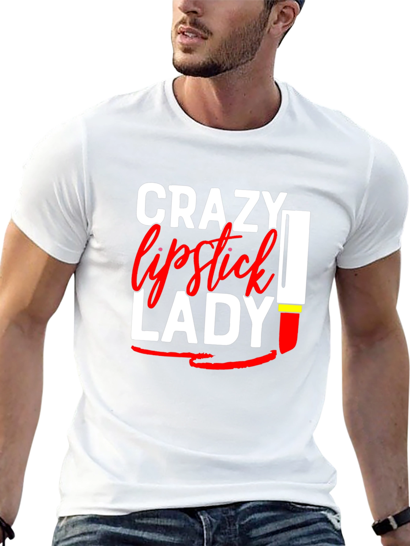 Crazy Lipstick Lady Graphic Tee - Womens Fun T-Shirt