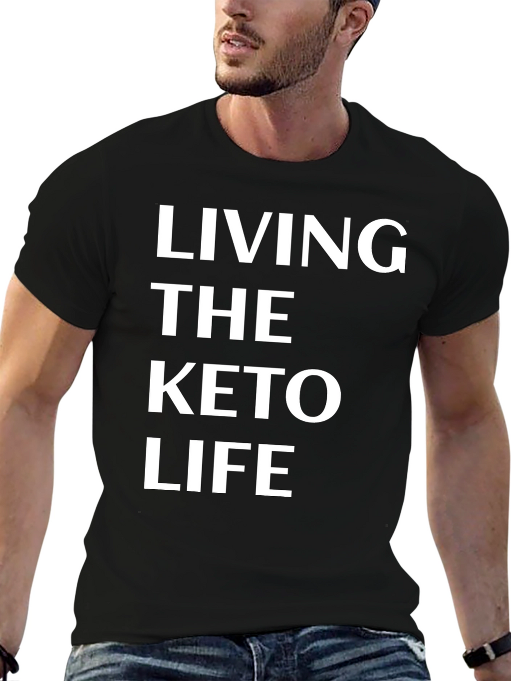 Living the Keto Life T-Shirt - Bold White Text