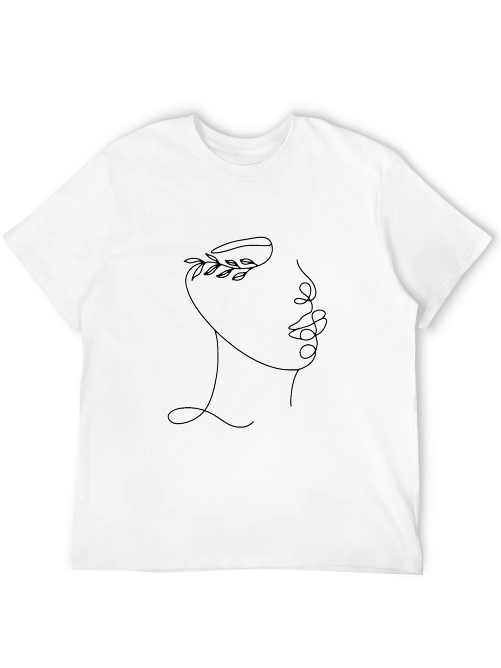 Abstract Face Line Art Tee - Black