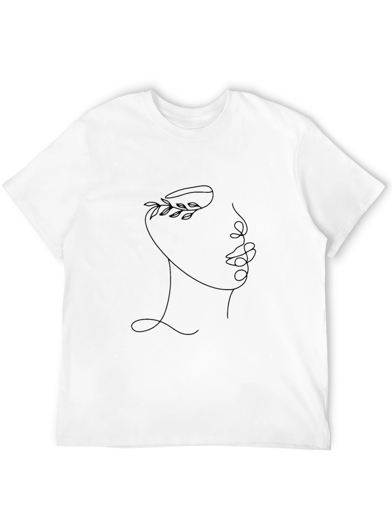 Abstract Face Line Art Tee - Black