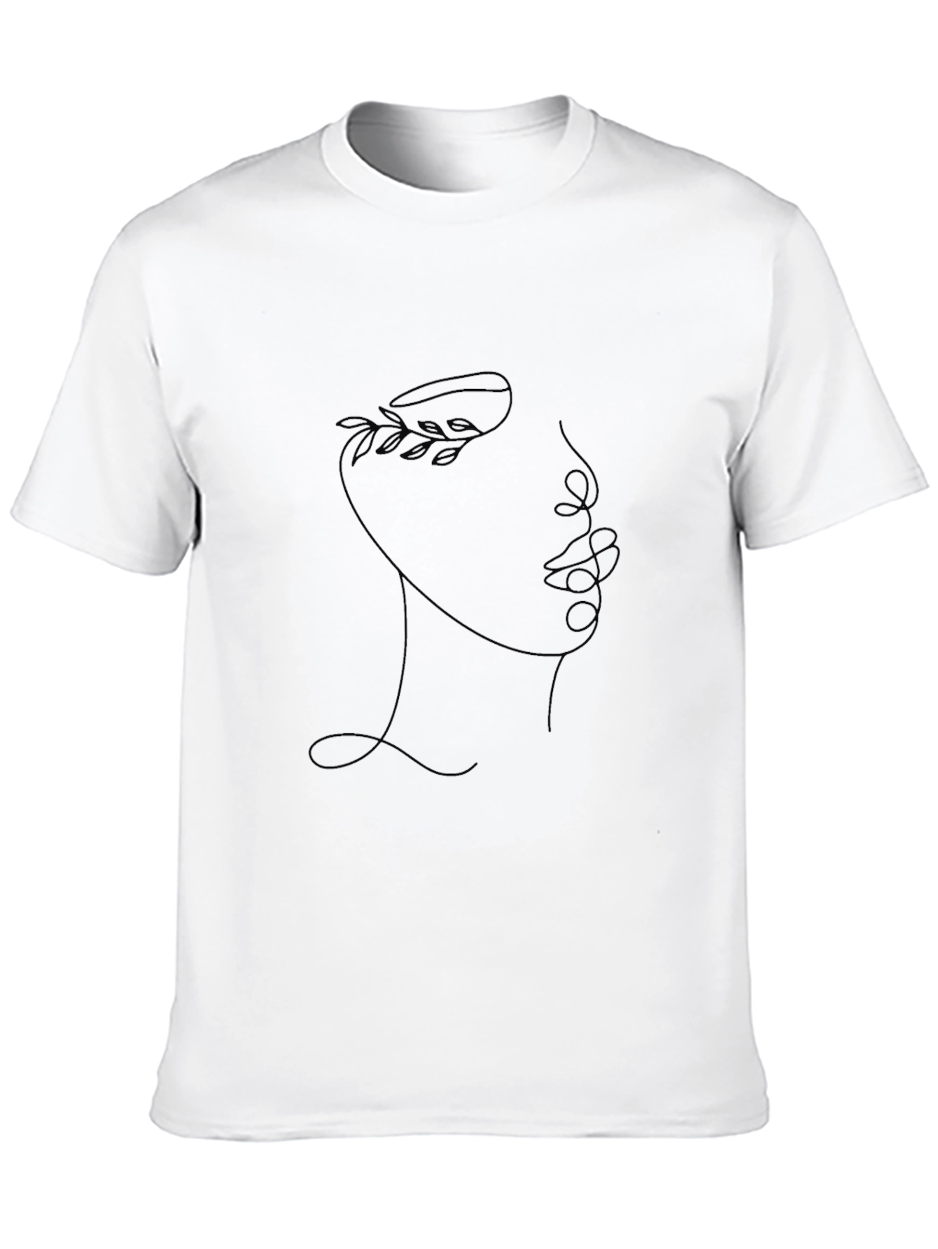 Abstract Face Line Art Tee - Black