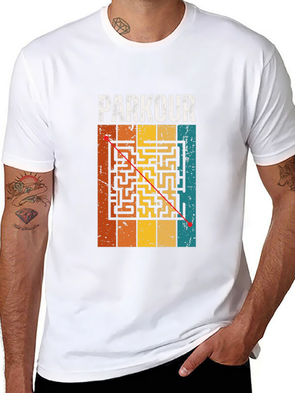 Parkour Maze T-Shirt - Black Cotton Graphic Tee