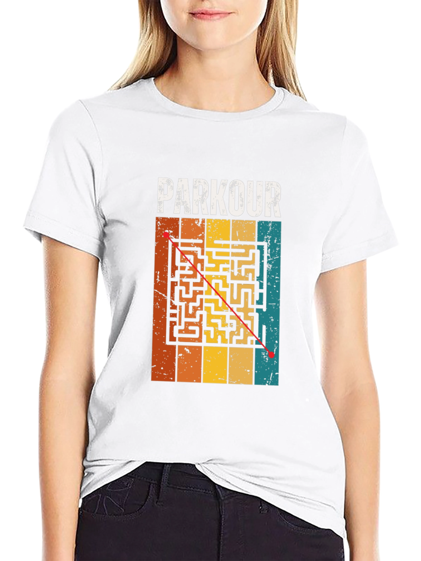 Parkour Maze T-Shirt - Black Cotton Graphic Tee