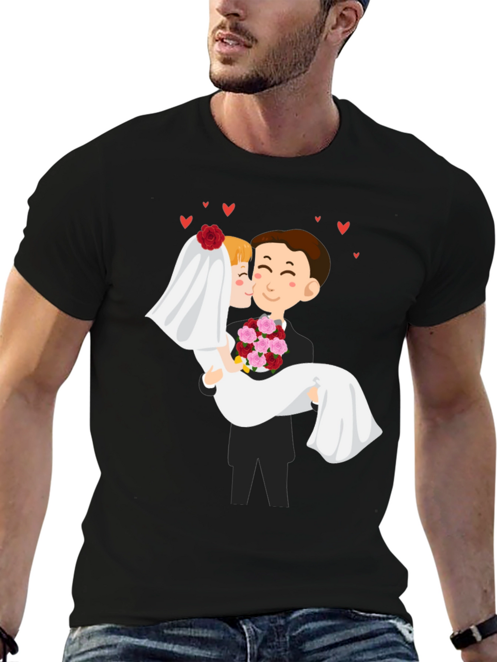 Bride and Groom Graphic Black T-Shirt