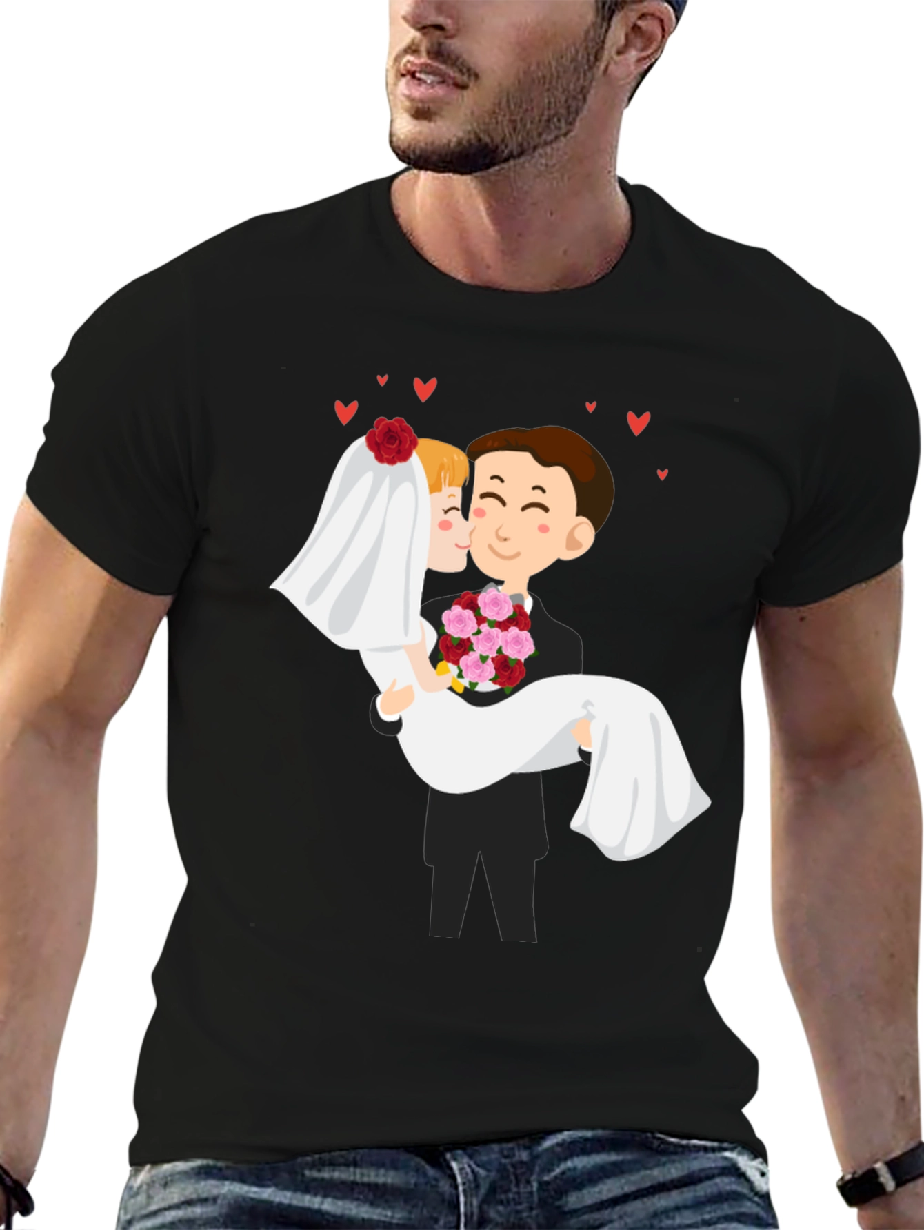 Bride and Groom Graphic Black T-Shirt