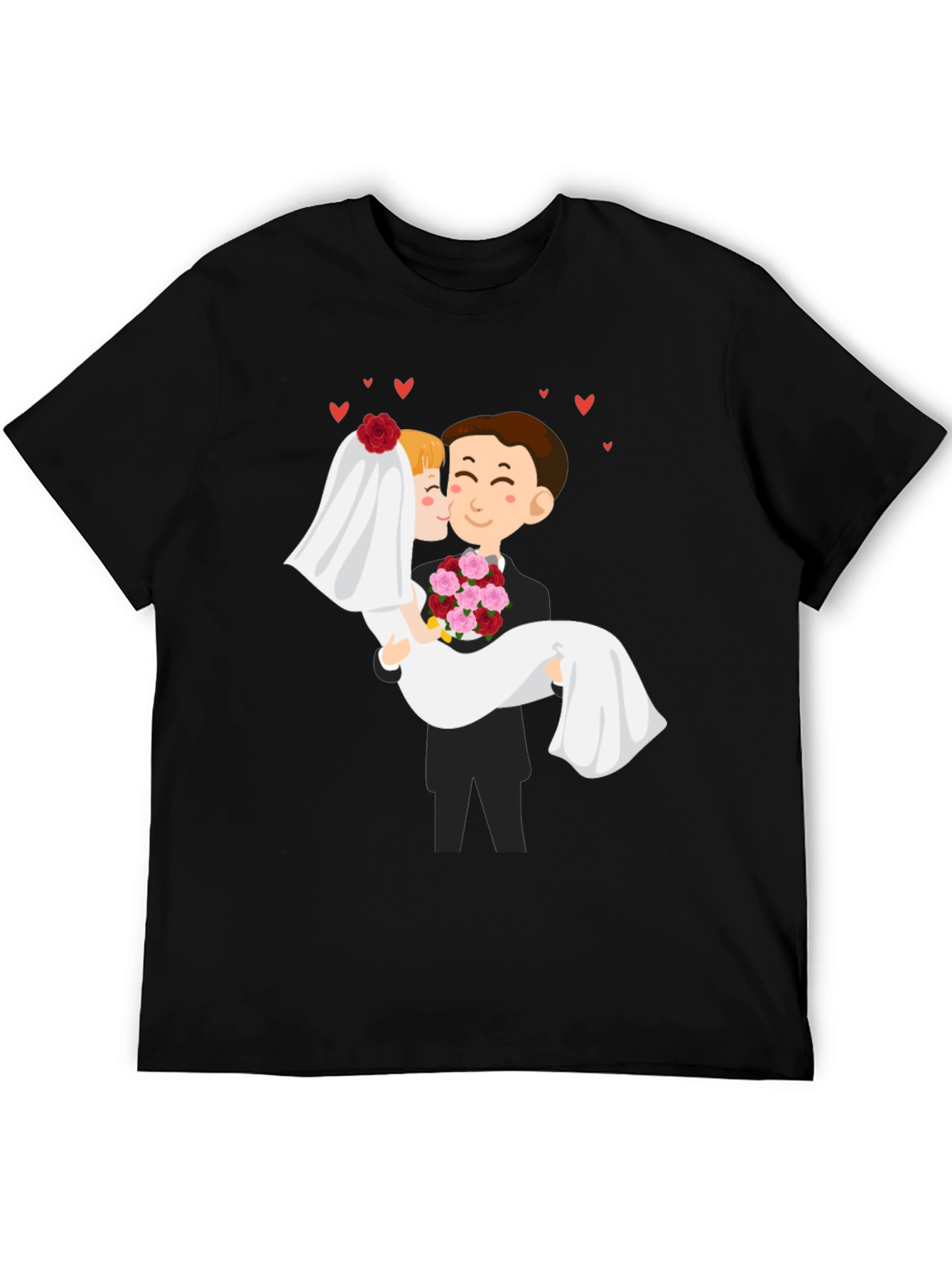 Bride and Groom Graphic Black T-Shirt