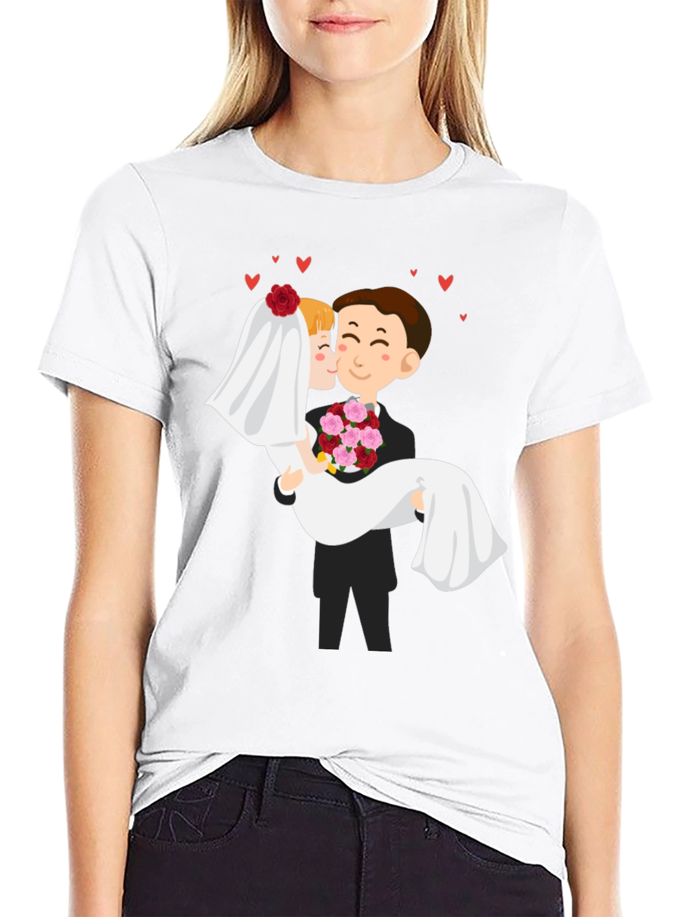 Bride and Groom Graphic Black T-Shirt