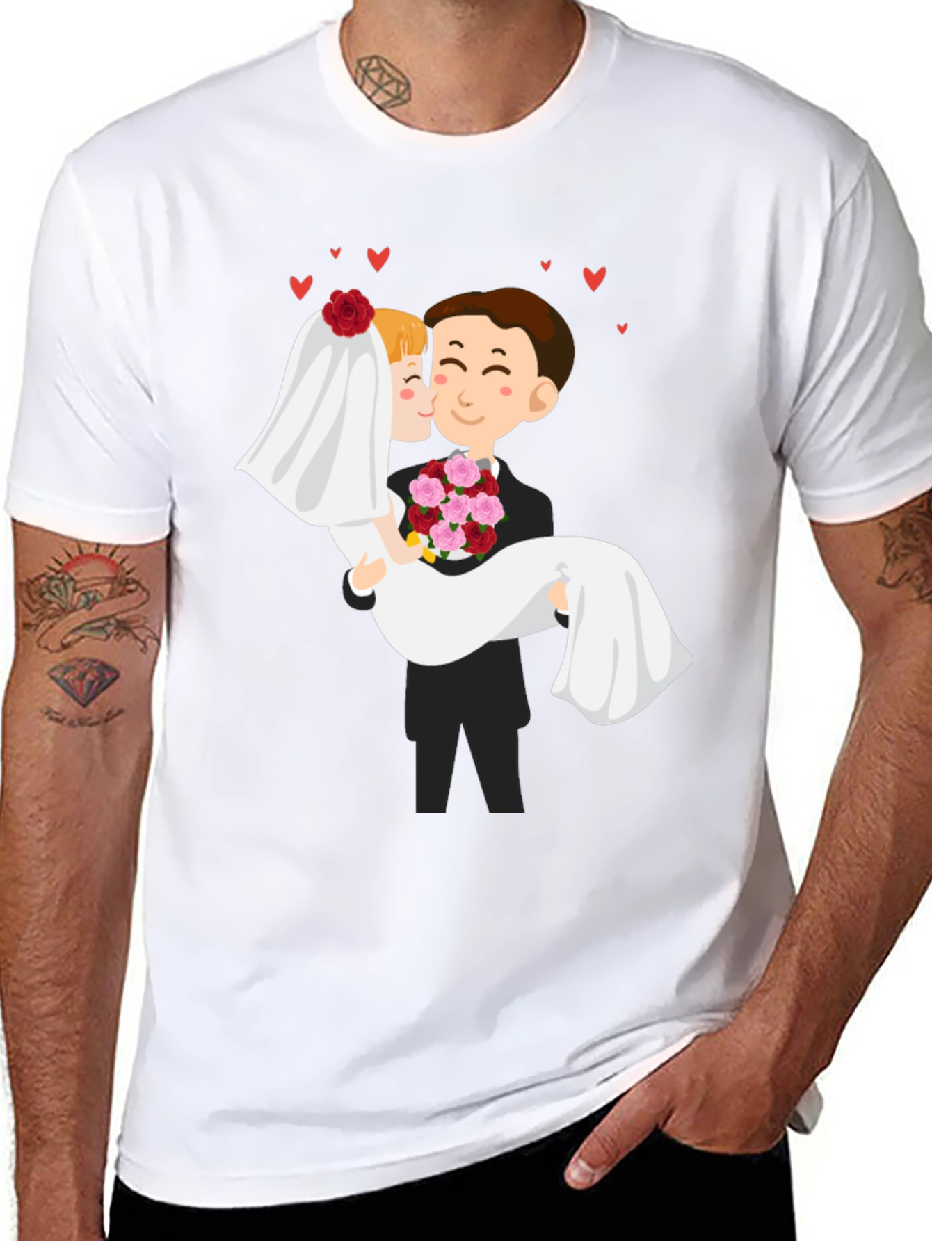 Bride and Groom Graphic Black T-Shirt