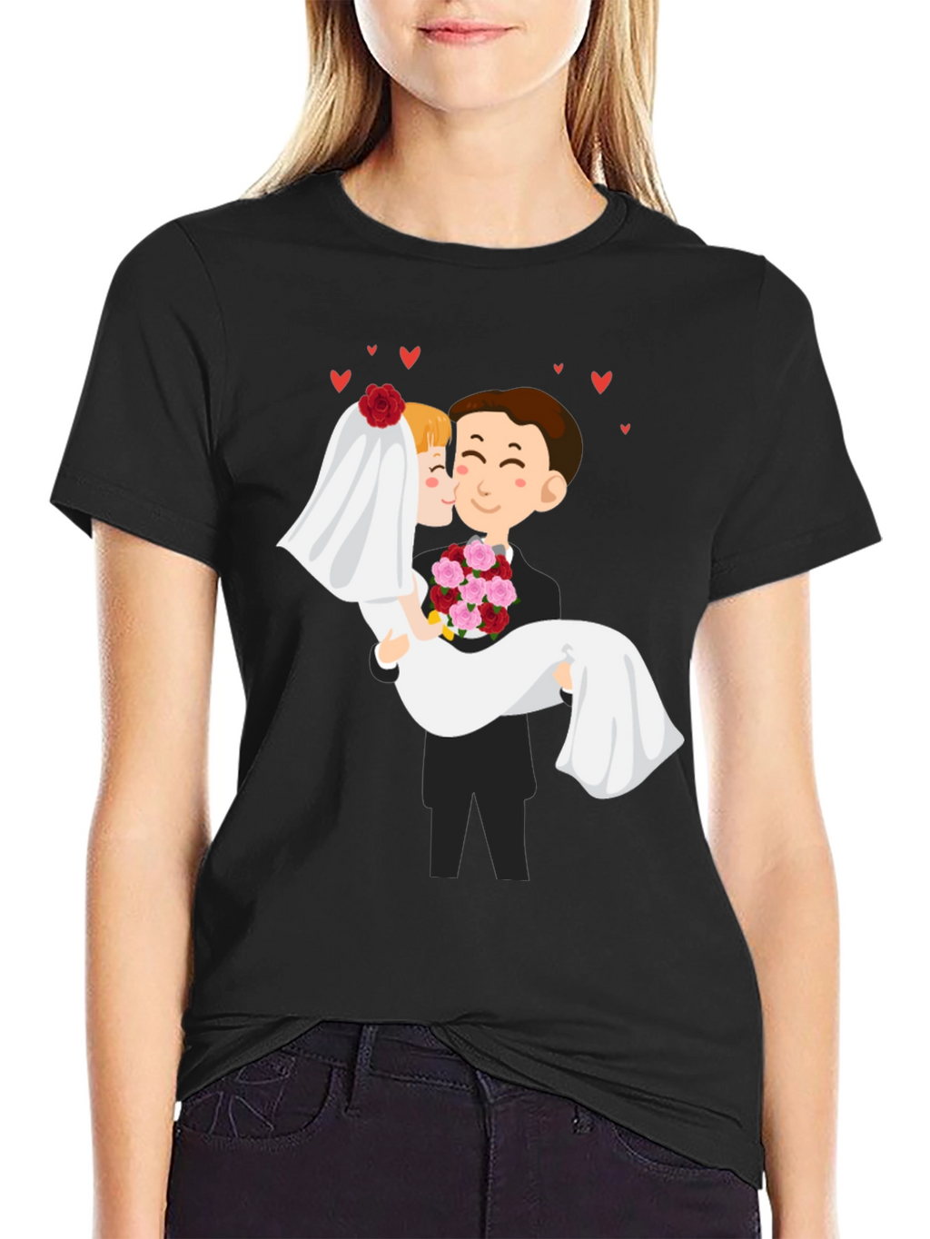 Bride and Groom Graphic Black T-Shirt
