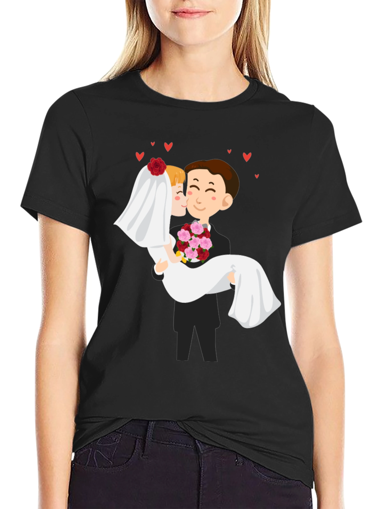 Bride and Groom Graphic Black T-Shirt